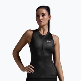 Women's cycling tank top 2XU Core Tri Tank black/white