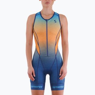 Women's triathlon suit Synergy Pro Sleeveless Racerback Trisuit orange wave