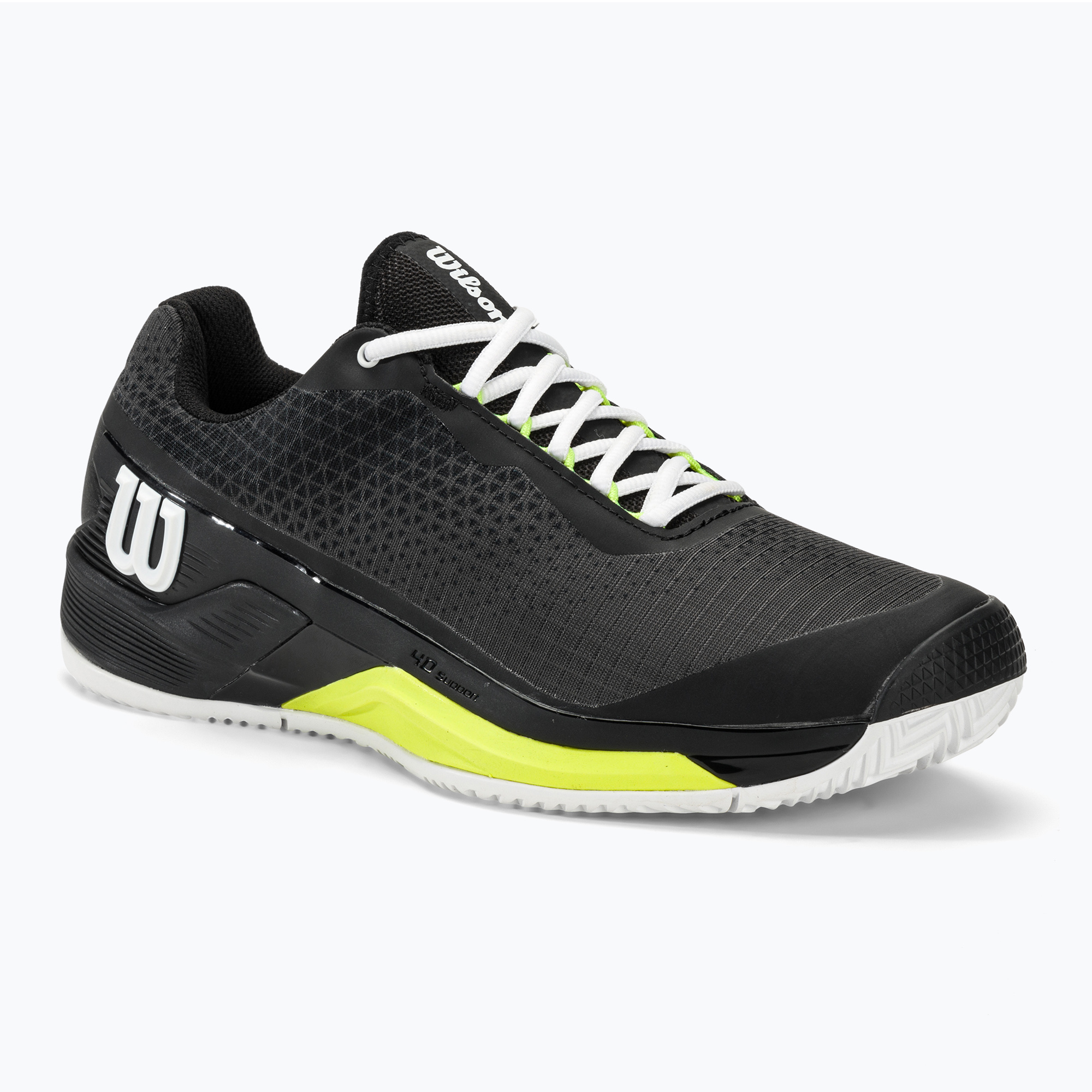 Men's tennis shoes Wilson Rush Pro 4.0 Clay black/white/safety yellow (43 1/3 EU)