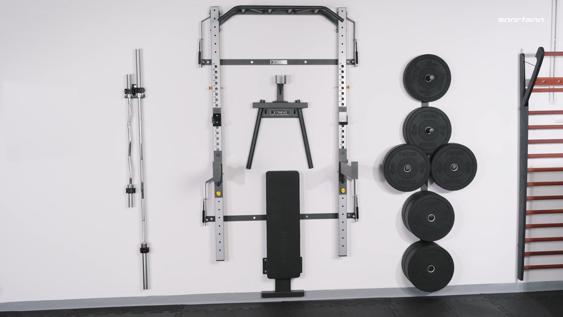 TREXO Mercury wall cage with bench and plate rack black