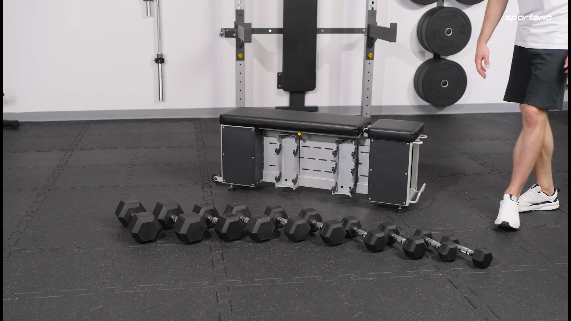TREXO Storage adjustable training bench black