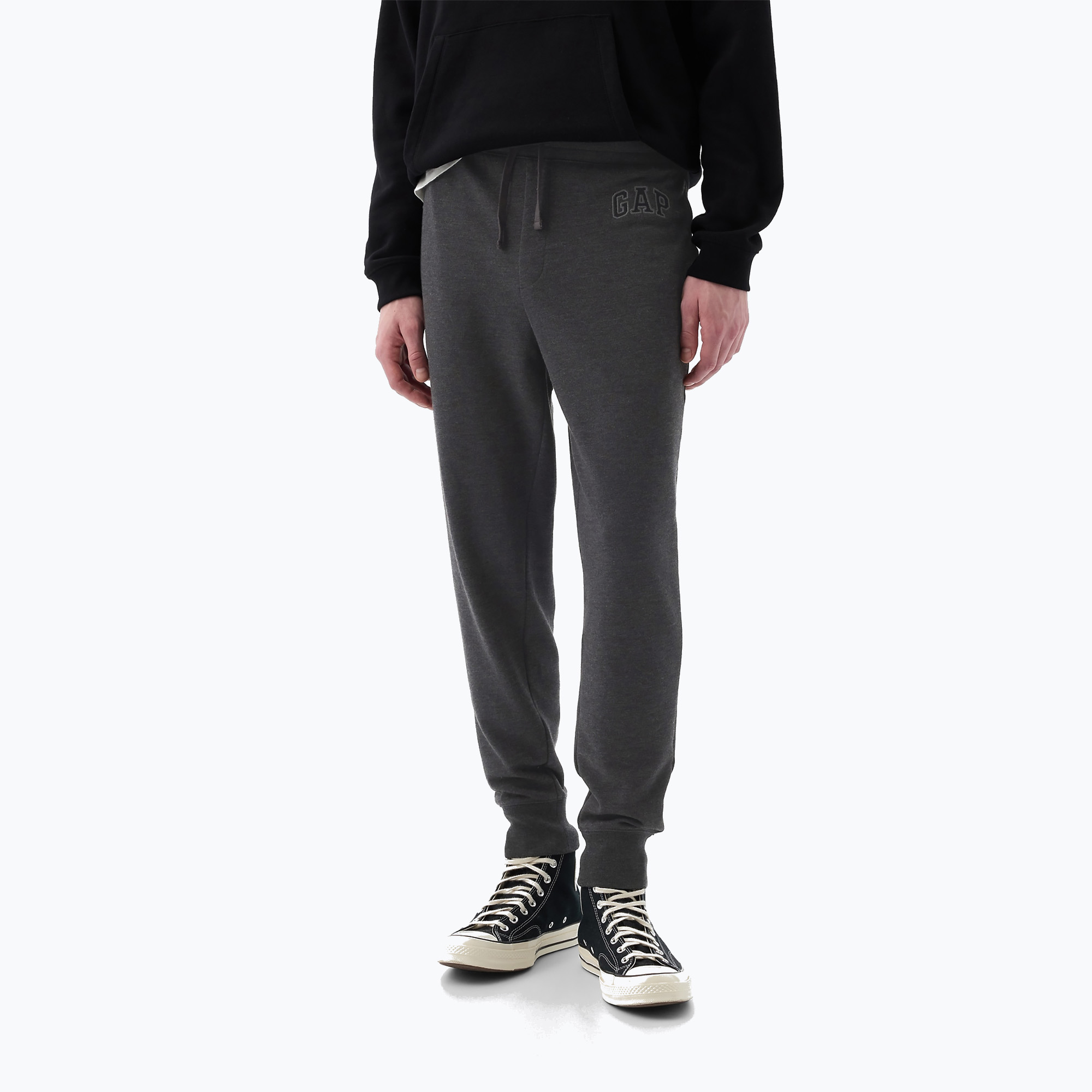 Men's GAP Heritage French Terry Loggo Jogger trousers charcoal heather grey (S)