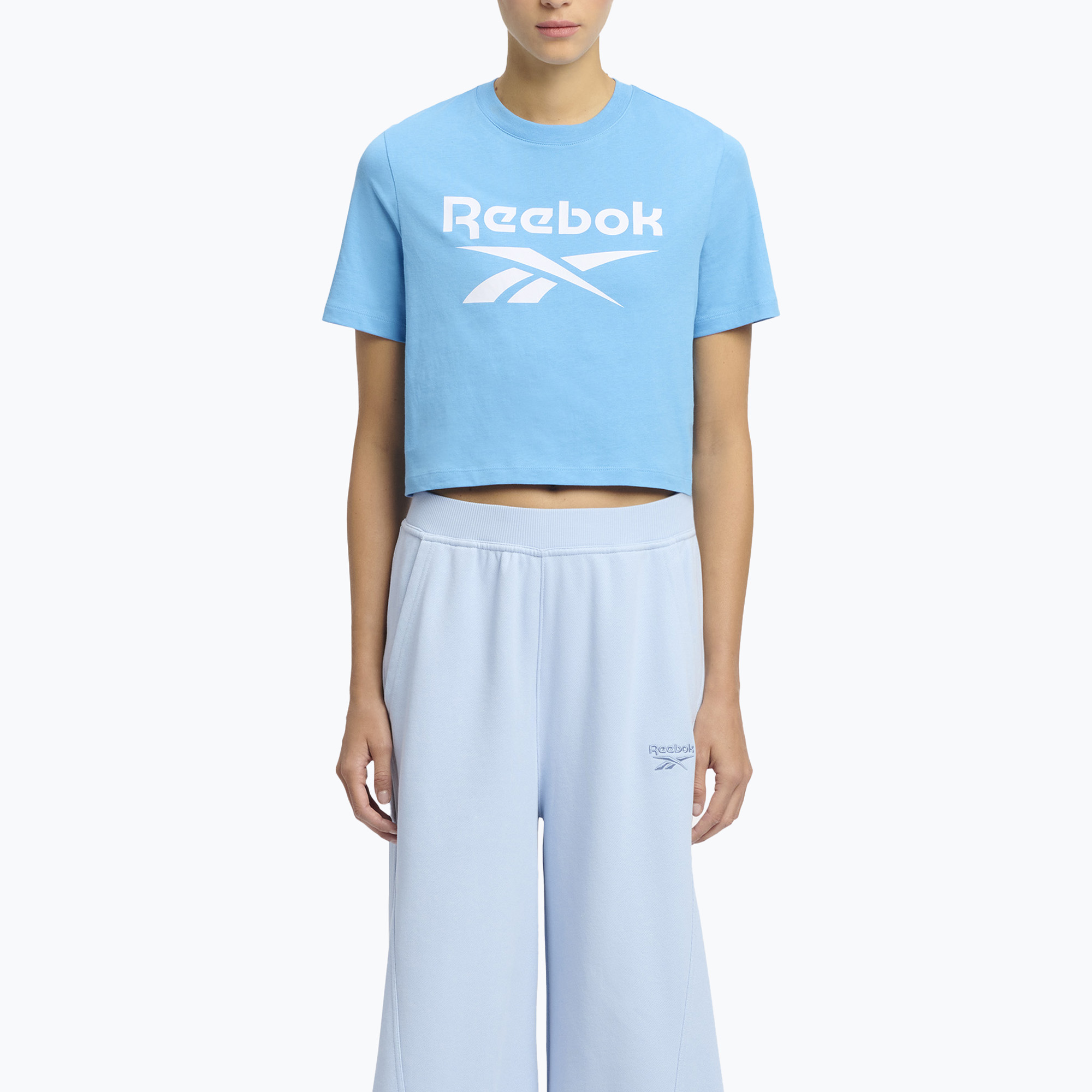 Women's T-shirt Reebok Identity Big Logo Crop Tee recovery blue (L)