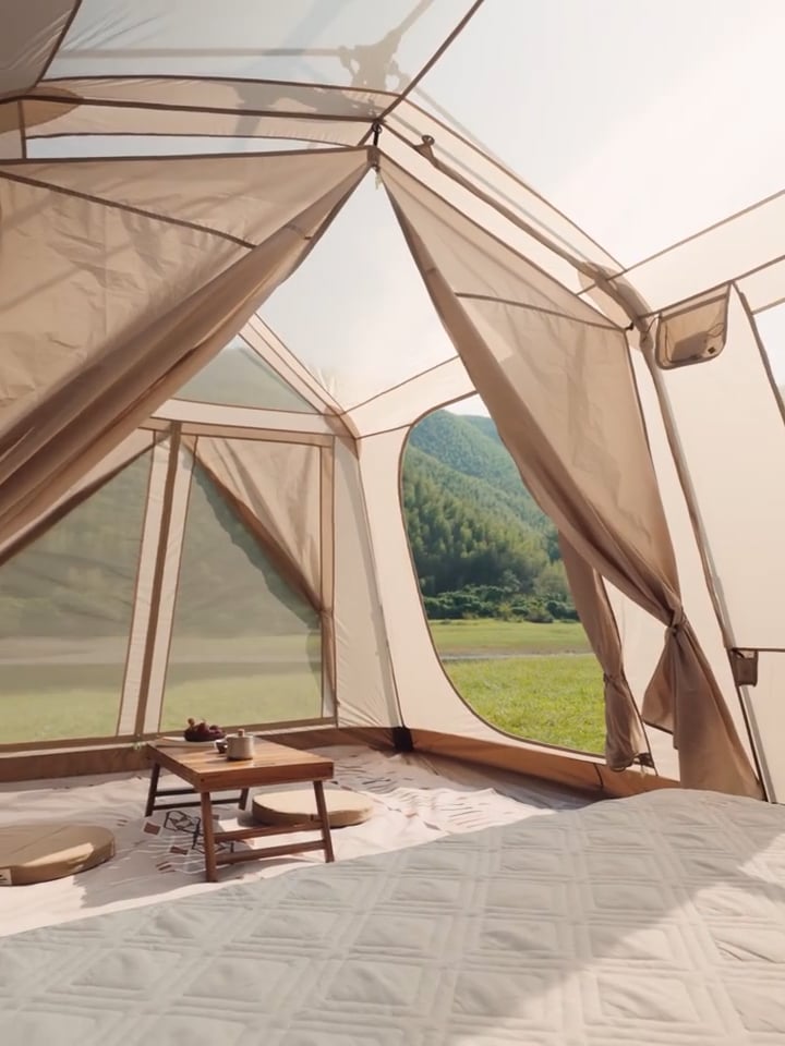 4-person camping tent Naturehike Village 13 Ridge Ultimate Edition brown/ti black