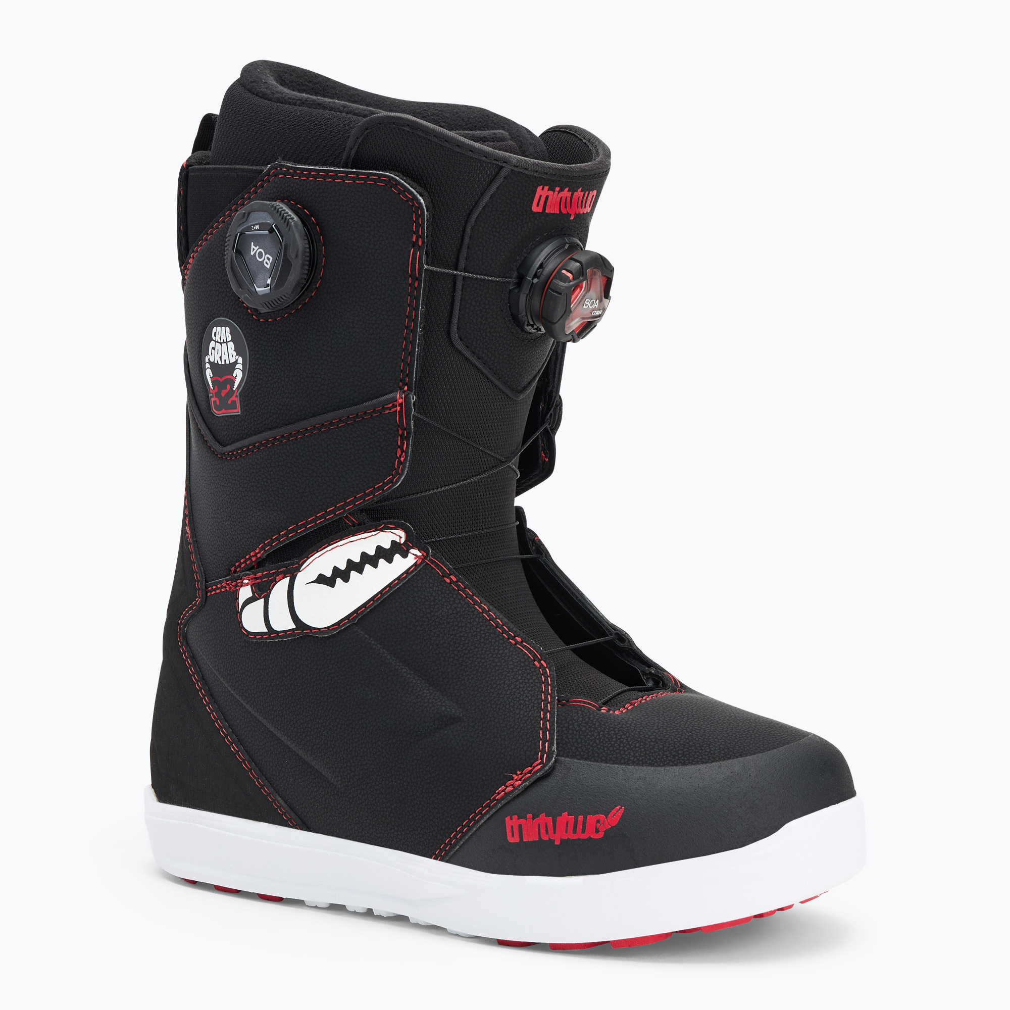 Men's snowboard boots ThirtyTwo Lashed Double Boa Crab Grab '24 black/white/red (42.5 EU)