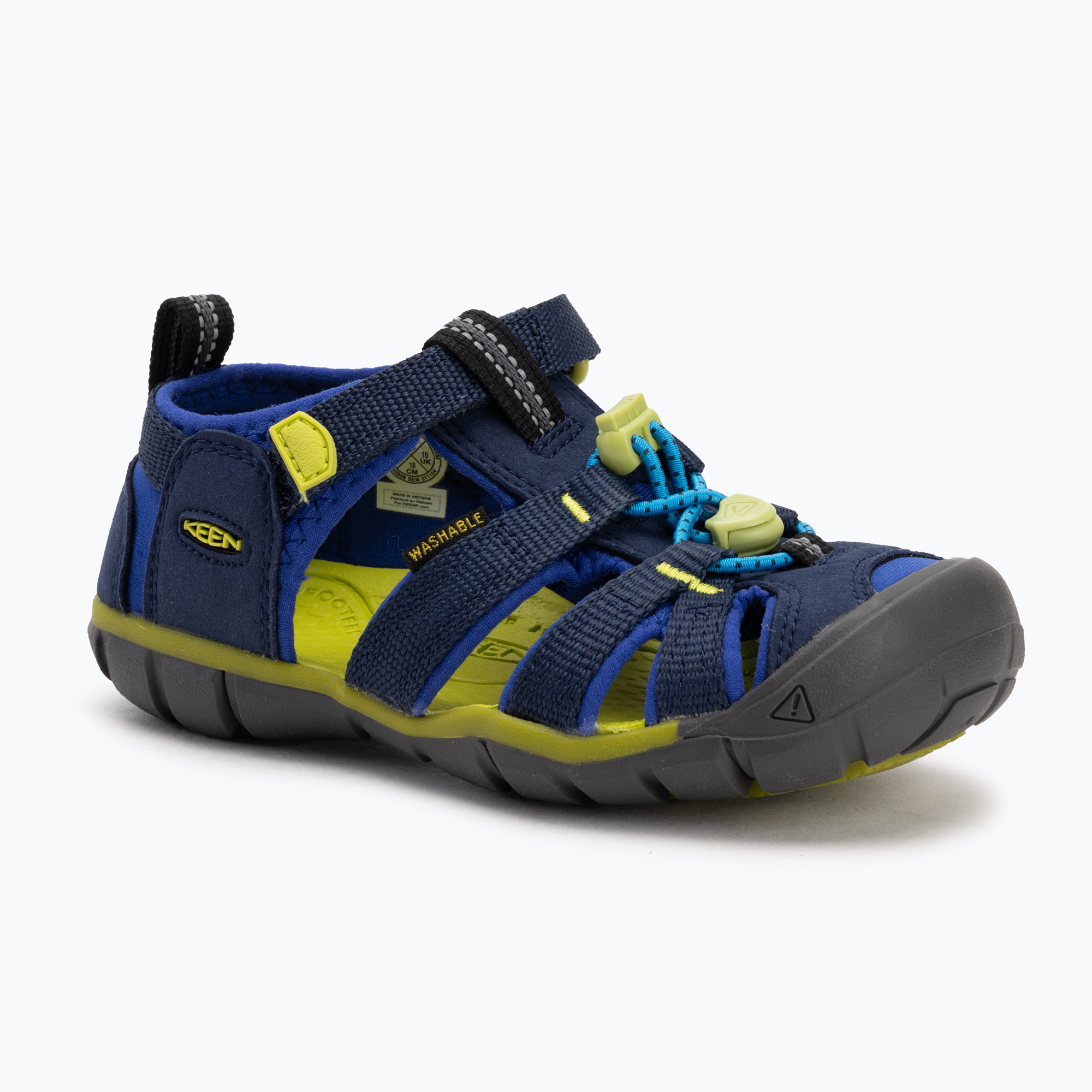 KEEN Seacamp II CNX naval academy/chartreuse children's sandals
