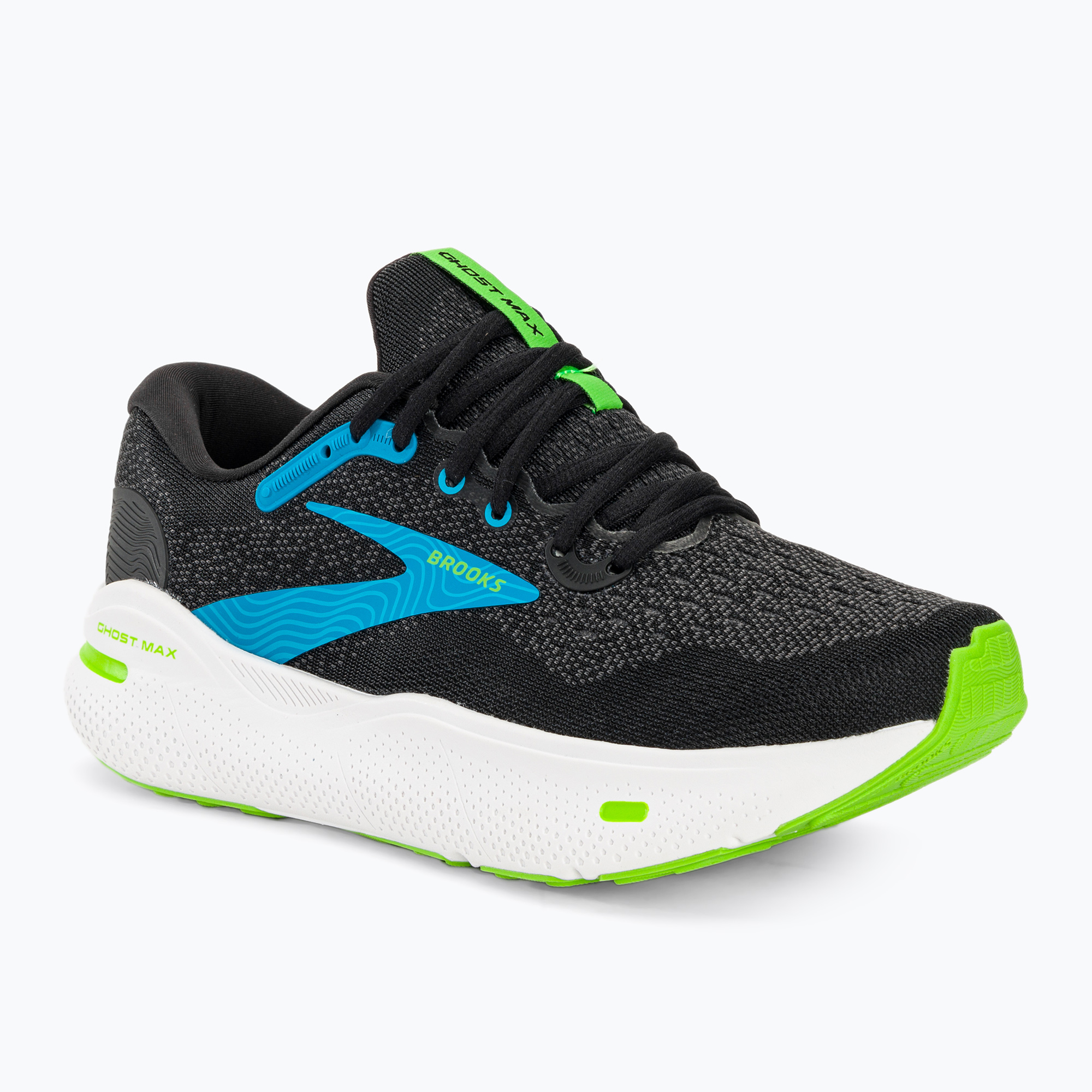 Brooks Ghost Max men's running shoes black/atomic blue/jasmine