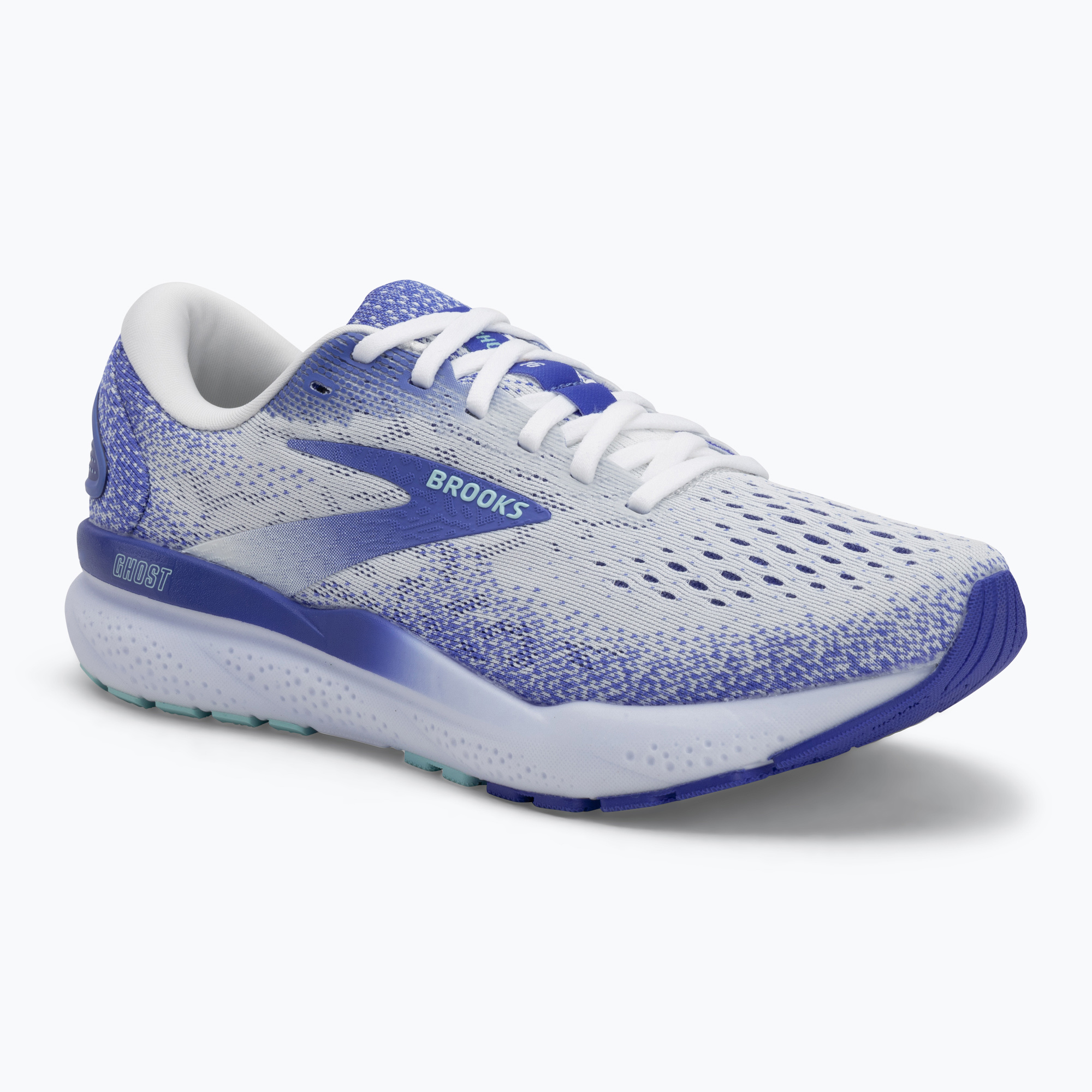 Women's running shoes Brooks Ghost 16 white/amparo blue/limpet shell (37.5 EU)