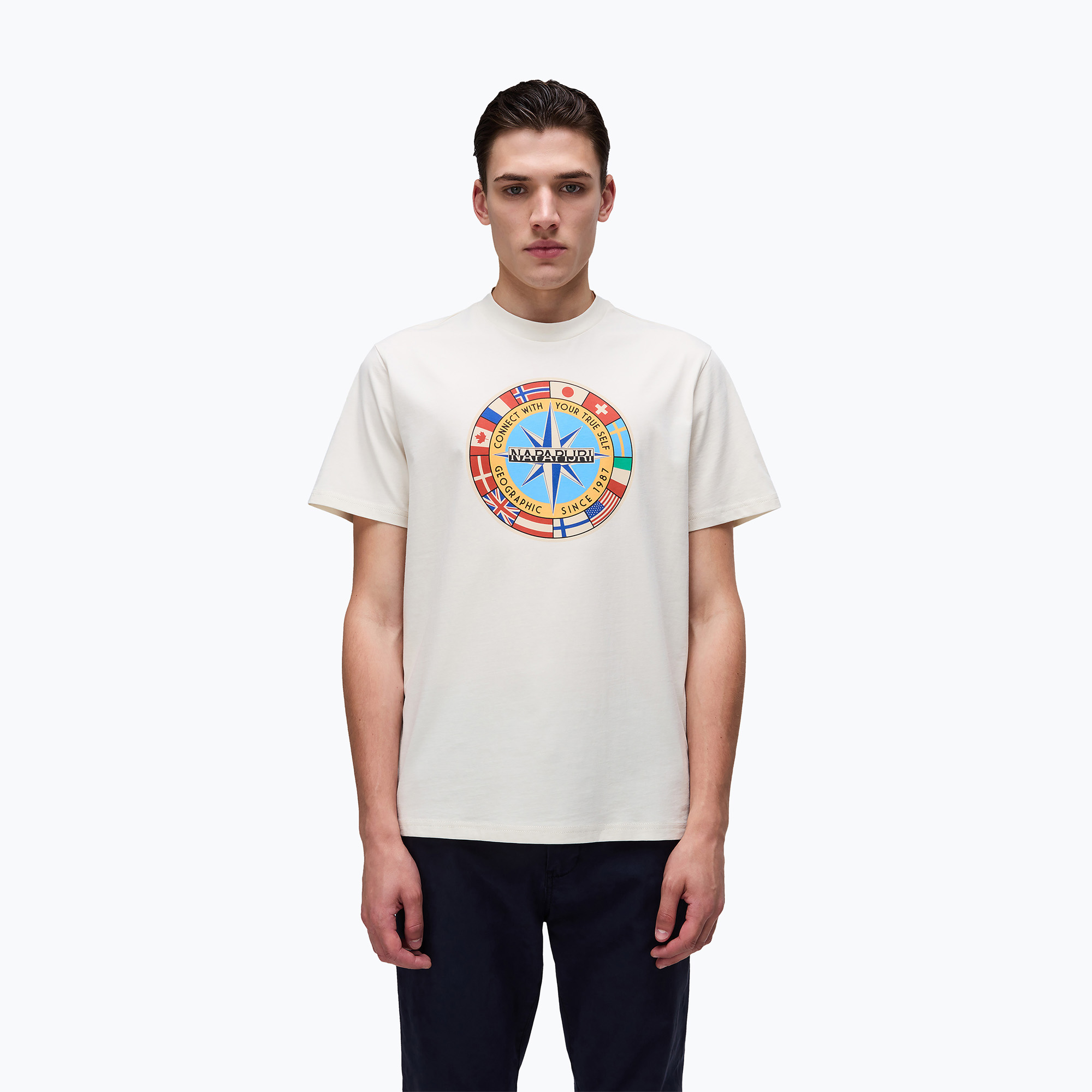 Men's Napapijri S-Dorees beige dimity T-shirt (S)