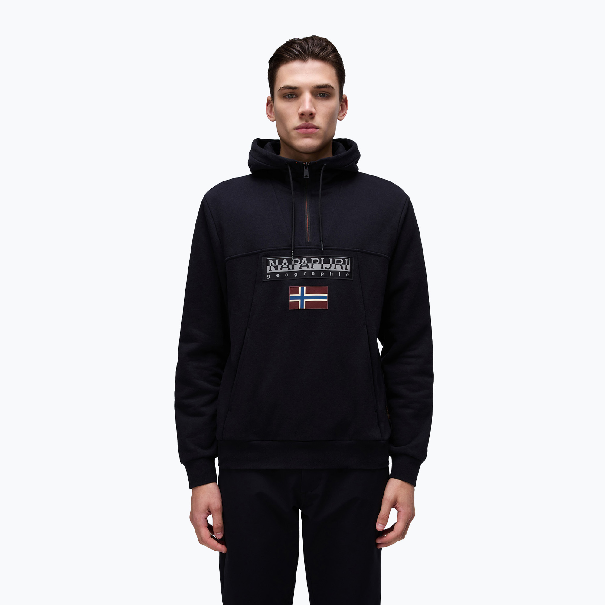 Men's Napapijri Burgee Half Zip Hooded 2.0 sweatshirt black 041 (L)