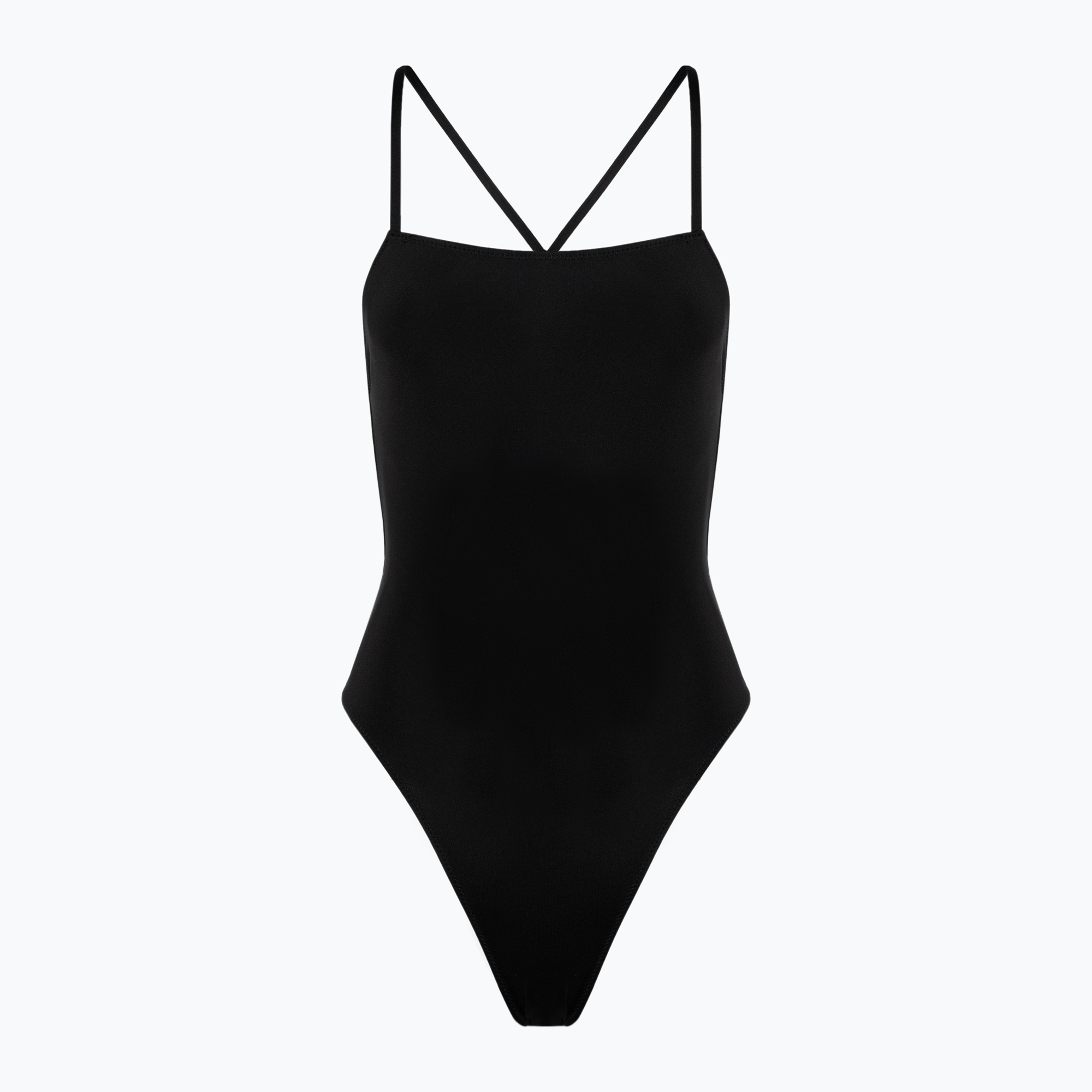Women's Hurley Solid Square Neck Moderate One Piece Swimsuit Black (L)