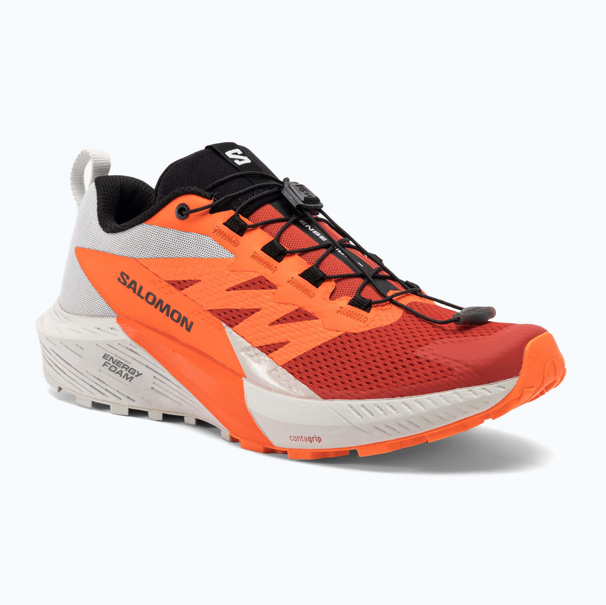 Men's running shoes Salomon Sense Ride 5 lunar rock/shocking orange/fiery red (41 1/3 EU)