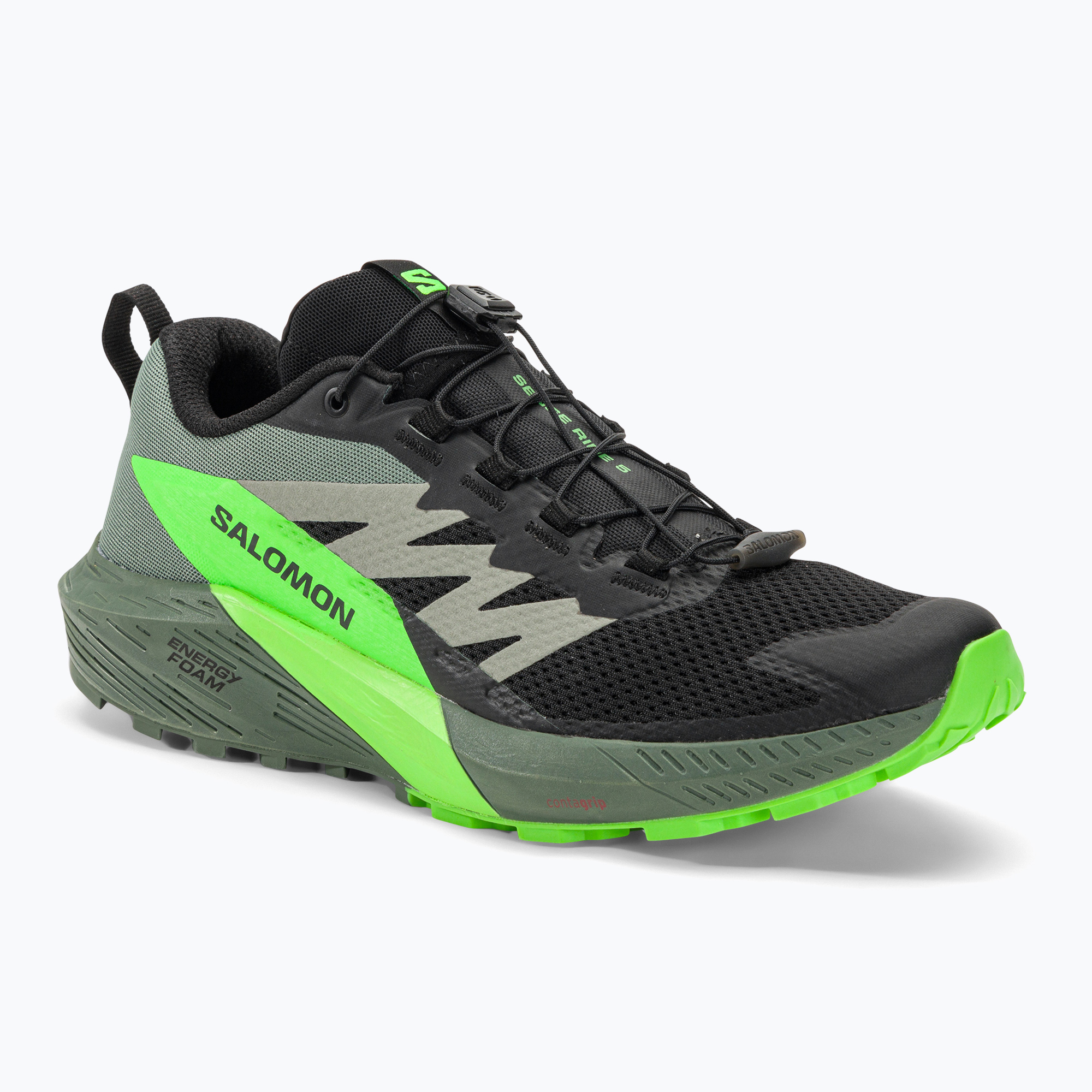 Men's running shoes Salomon Sense Ride 5 black/laurel wreath/green gecko (41 1/3 EU)