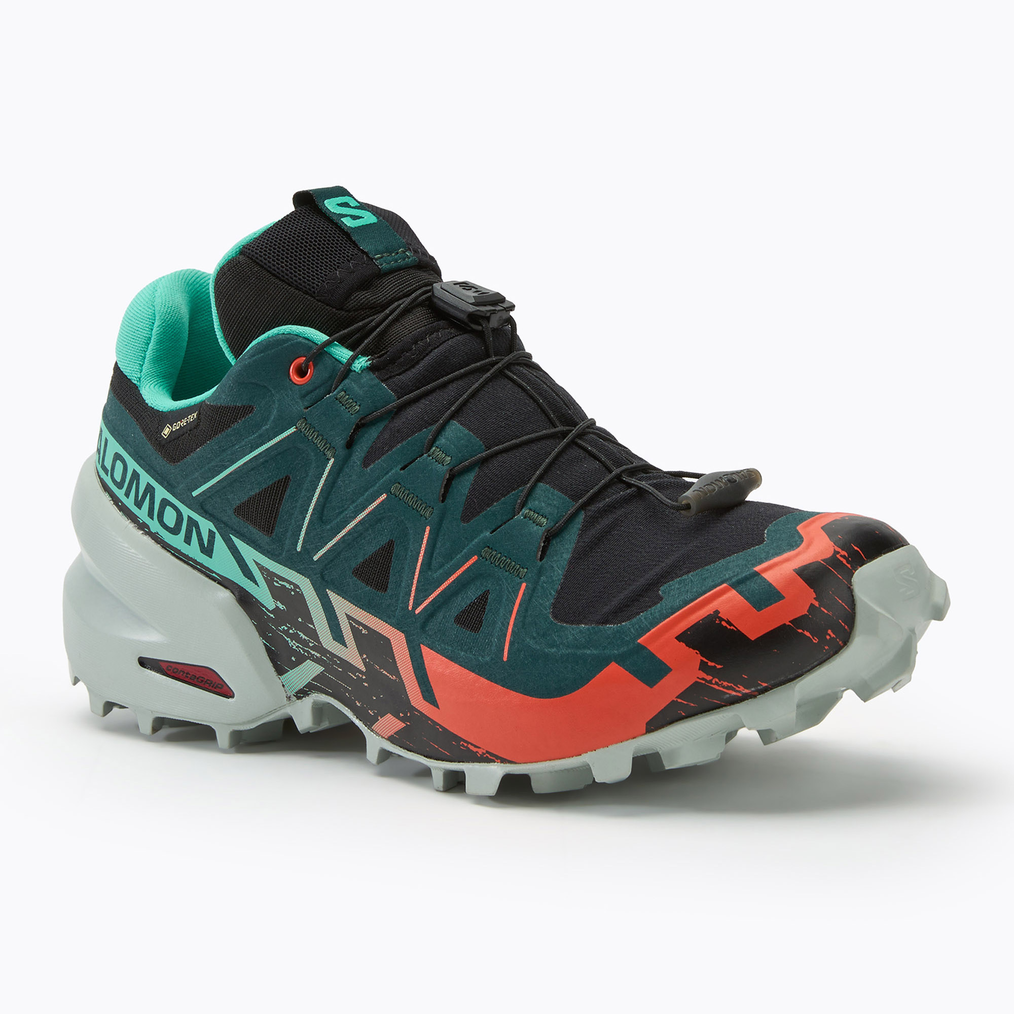 Women's running shoes Salomon Speedcross 6 GTX black/electric green/cherry tomato (38 EU)