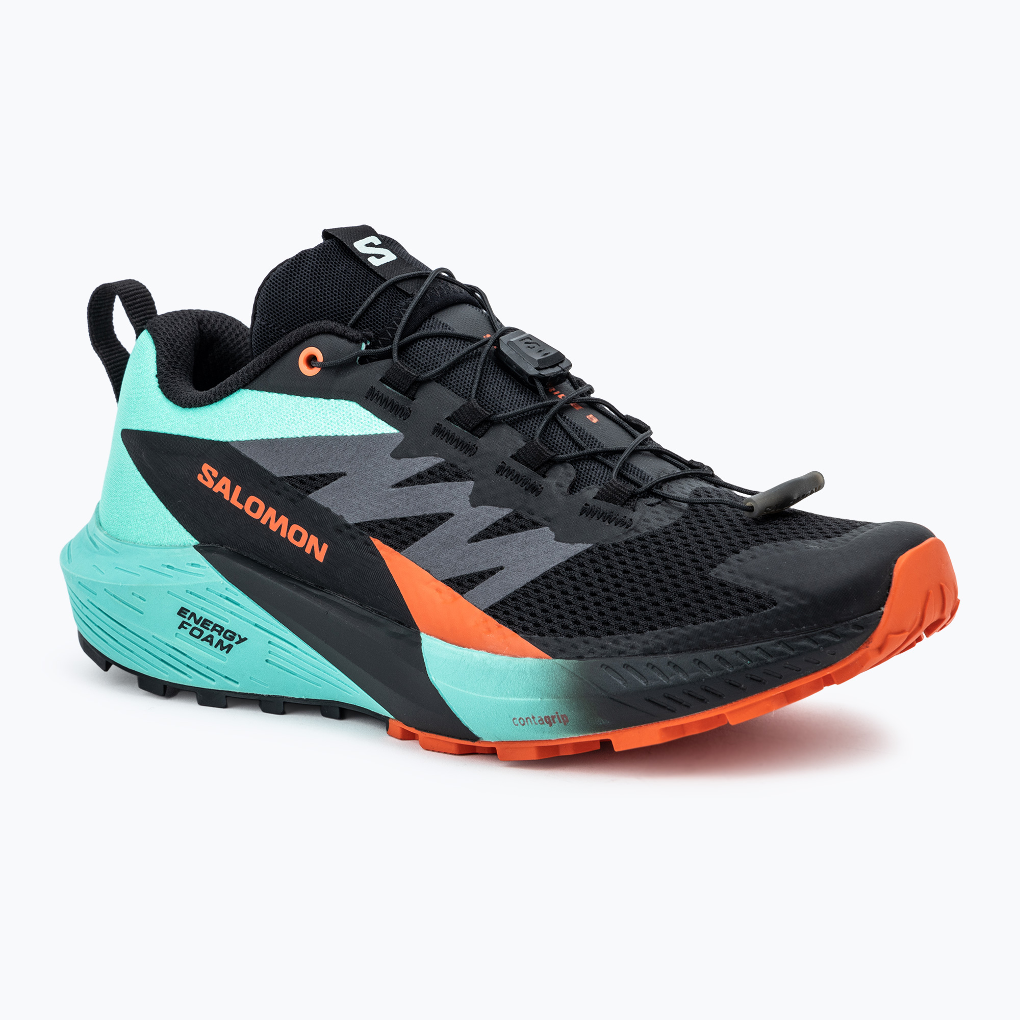 Men's running shoes Salomon Sense Ride 5 black/bay/cherry tomato (44 EU)
