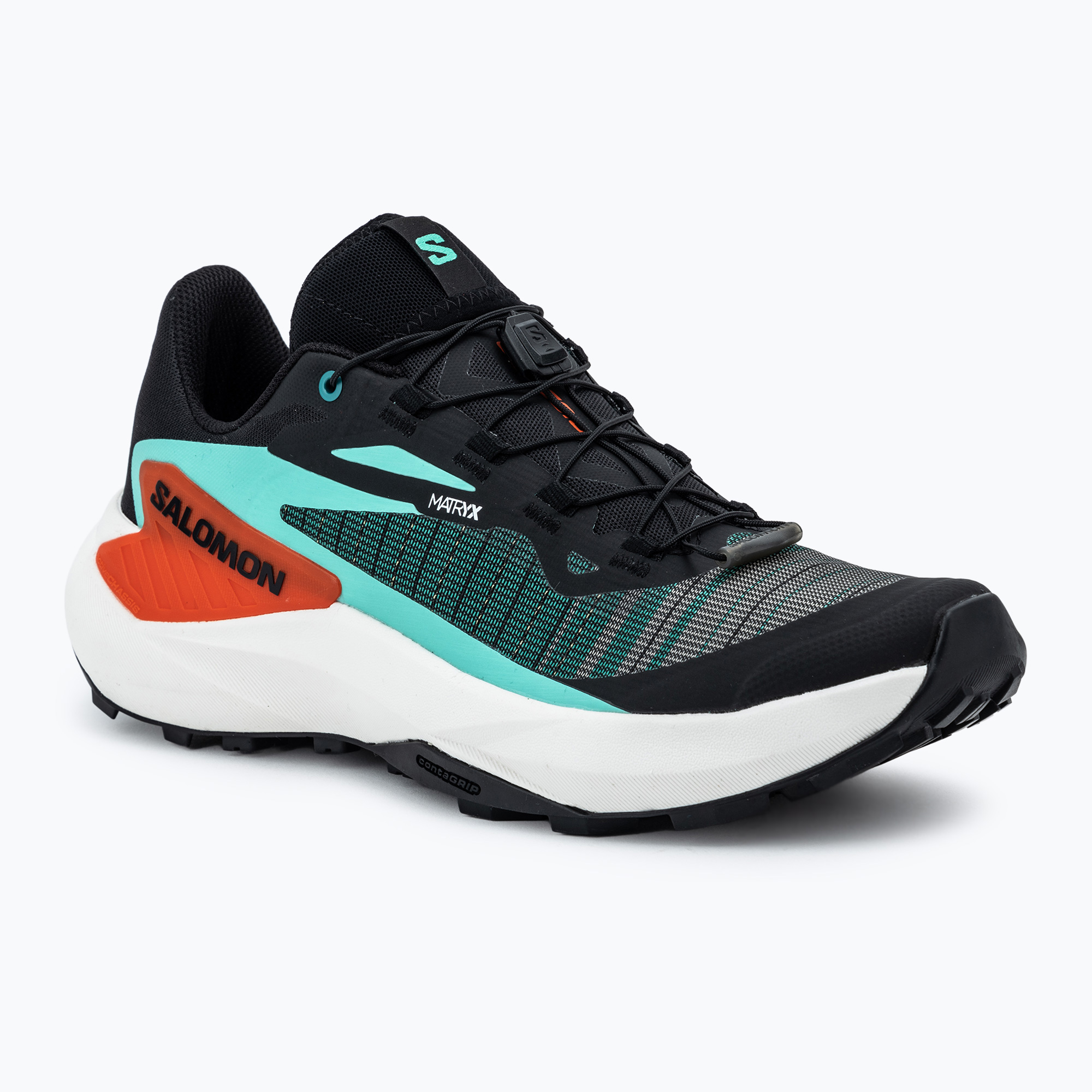 Men's Salomon Genesis bay/electric green/cherry tomato running shoes (41 1/3 EU)