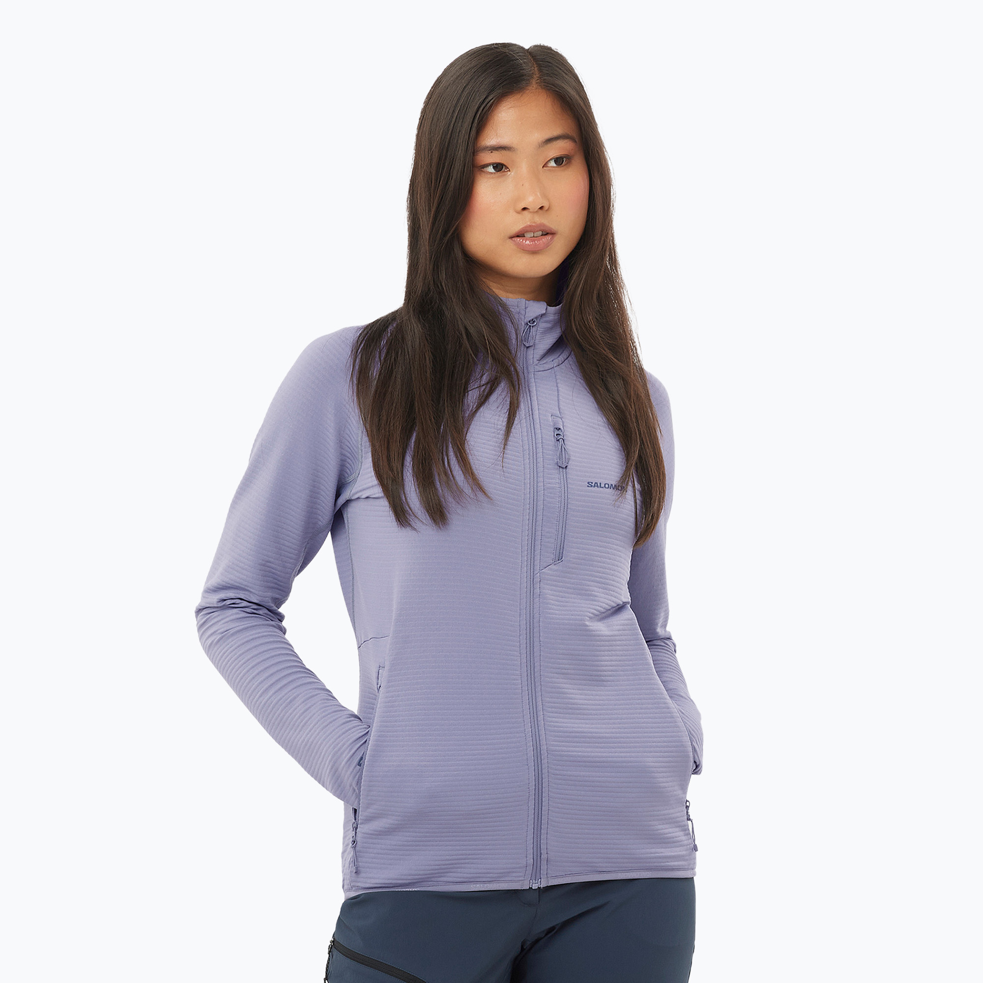 Women's trekking sweatshirt Salomon Lightwarm Full Zip blue granite (XS)