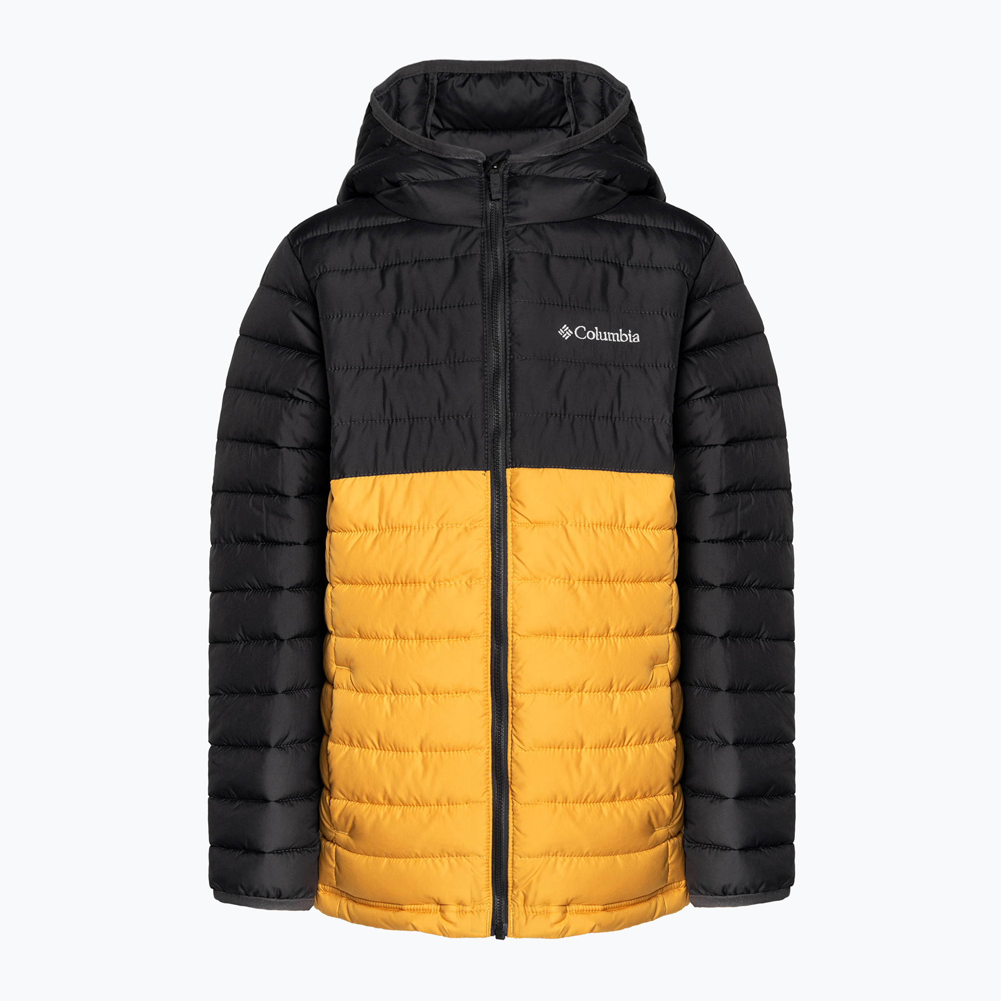 Columbia Powder Lite Hooded raw honey/shark children's down jacket (L)
