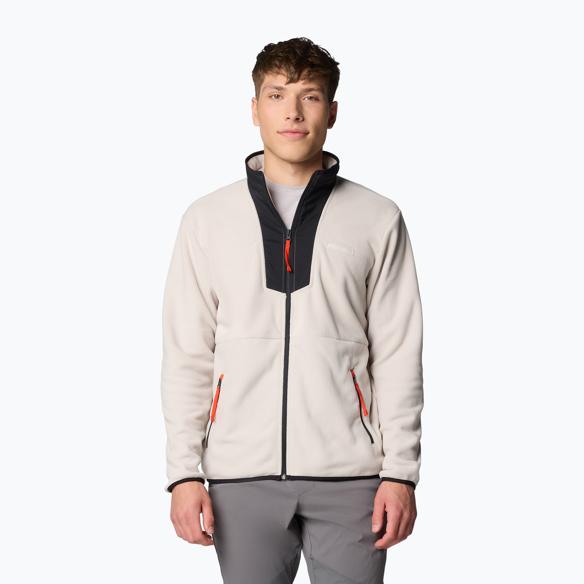 Columbia men's Sequoia Grove FZ Fleece dark stone / black / spicy pulls sweatshirt (S)
