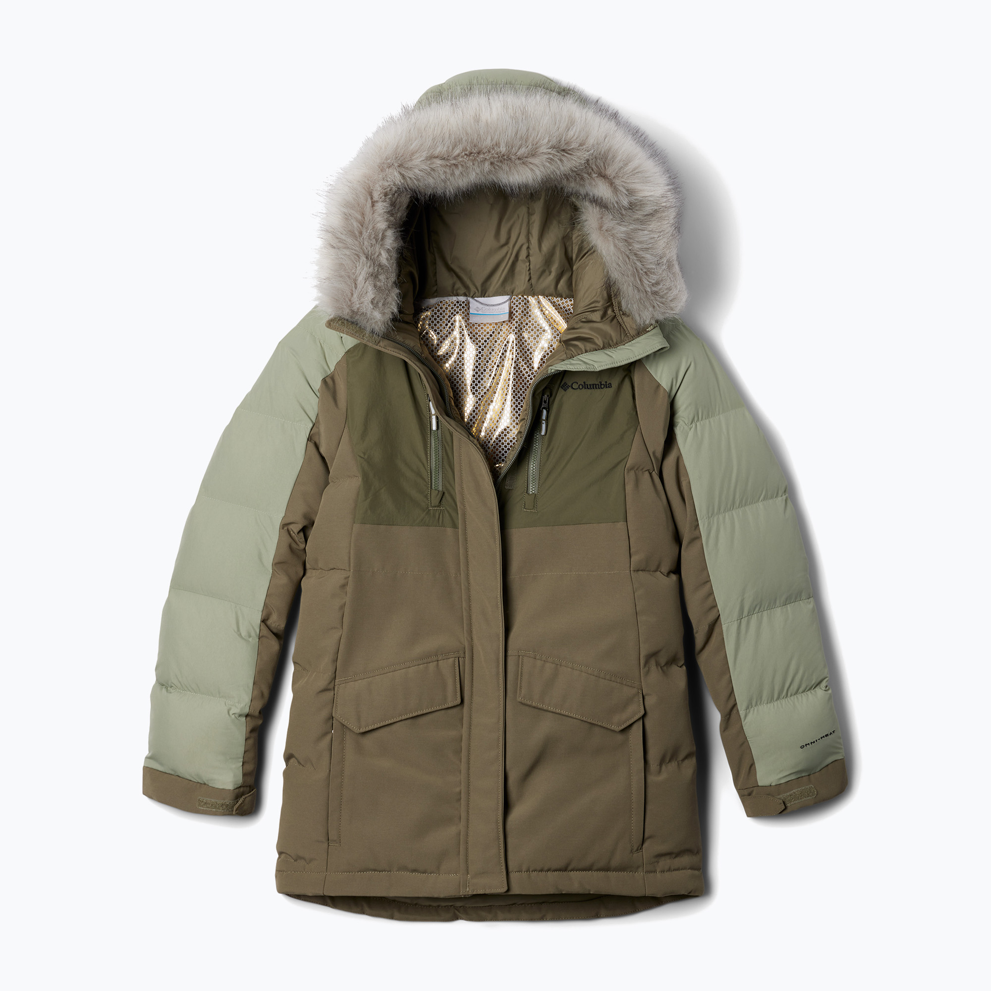 Columbia Marquam Peak Fusion II stone green/safari children's down jacket (S)
