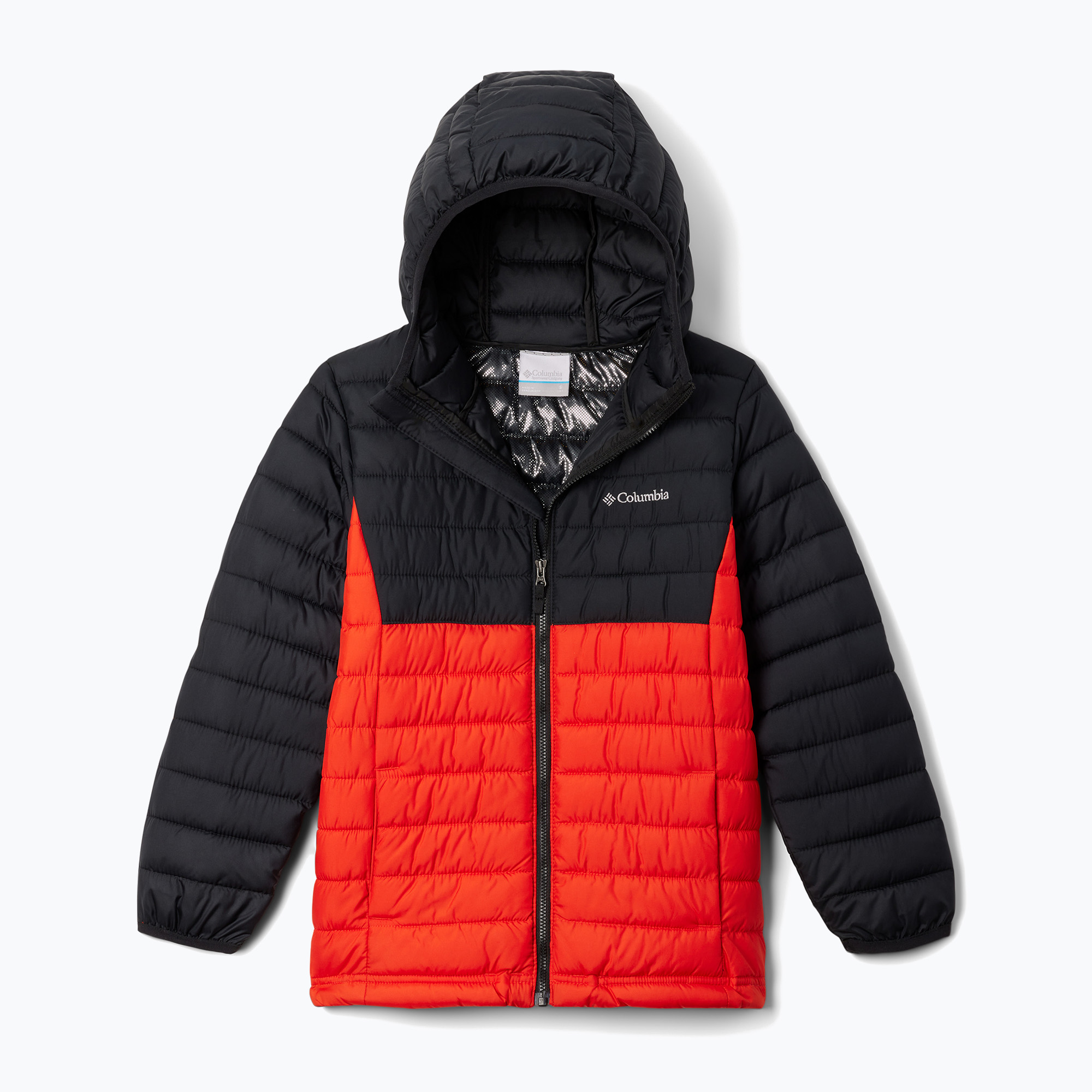 Columbia Powder Lite II Hooded spicy/ black children's down jacket (XS)