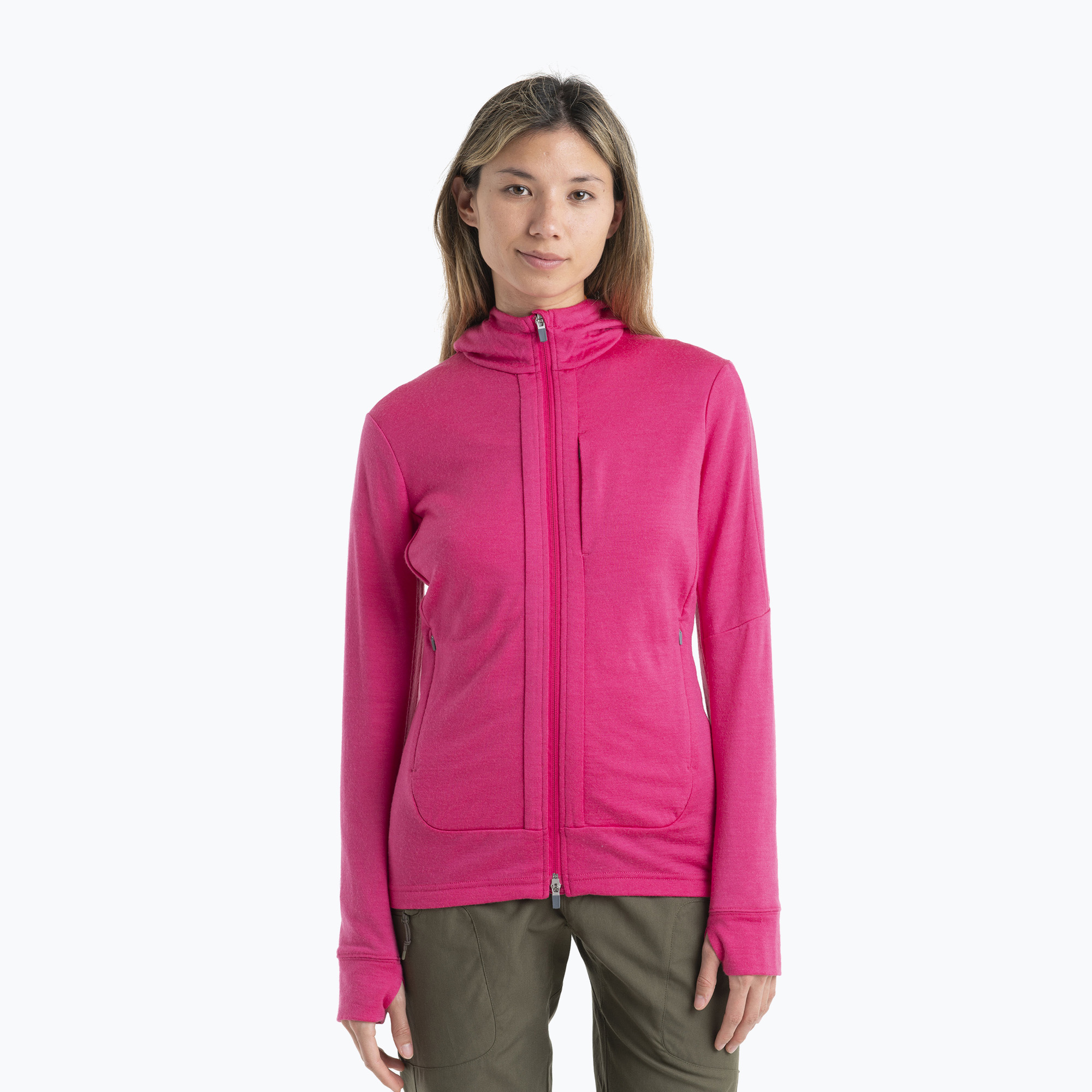Icebreaker women's trekking jacket Quantum III Zip Hood tempo/electron pink/cb
