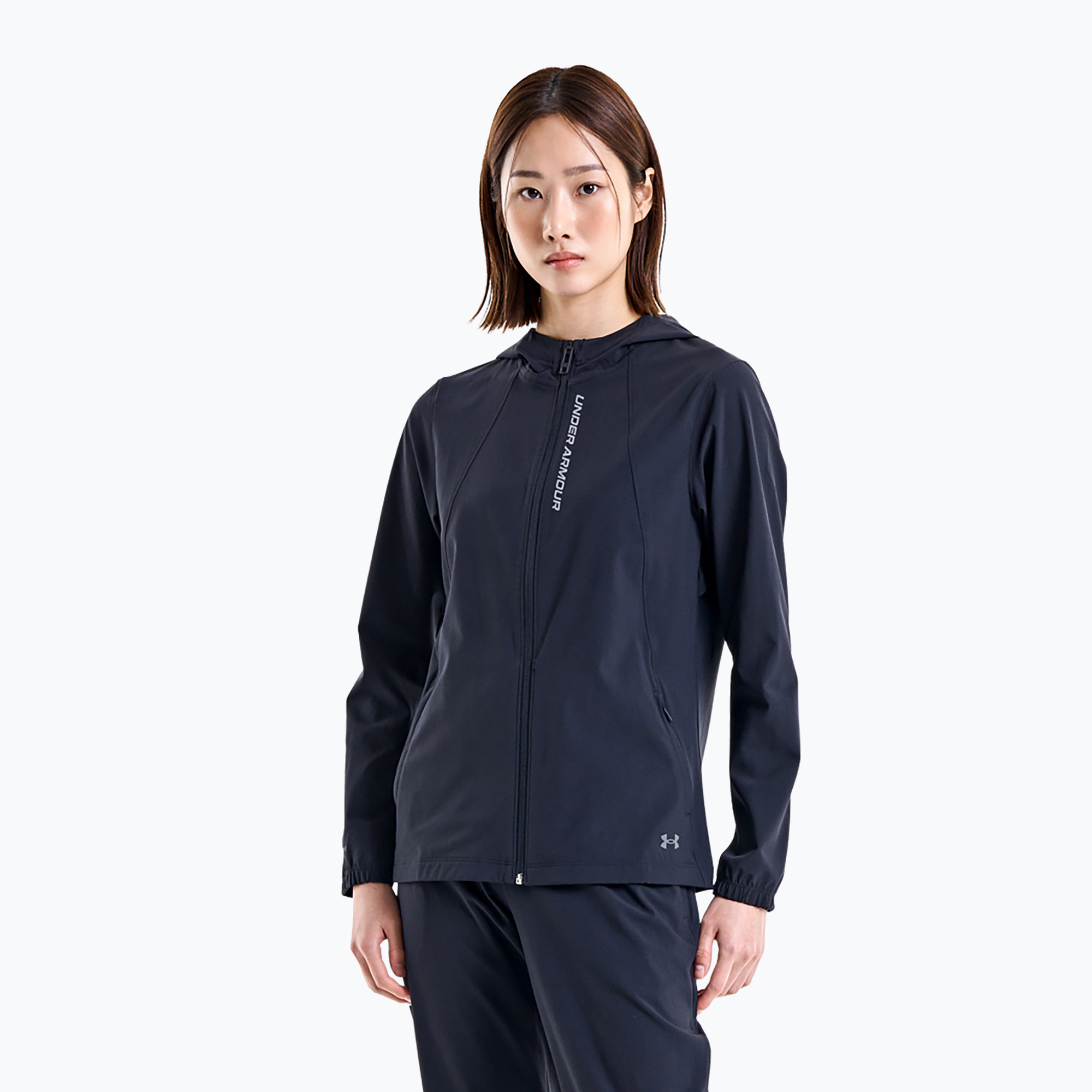 Women's Under Armour Outrun The Storm running jacket black/reflective//reflective (XS)