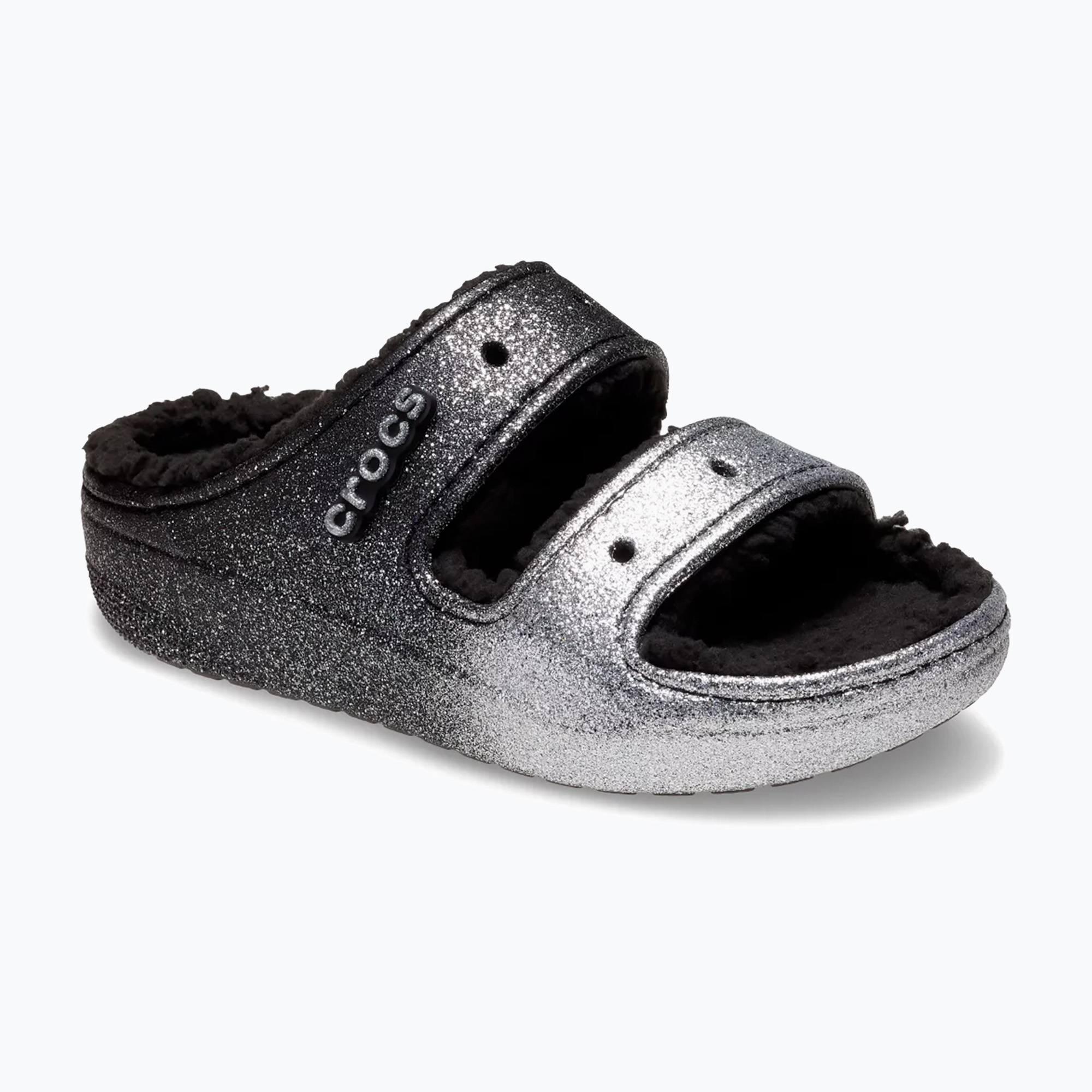 Crocs Classic Cozzzy Glitter Sandal black/silver flip-flops (37-38 EU)