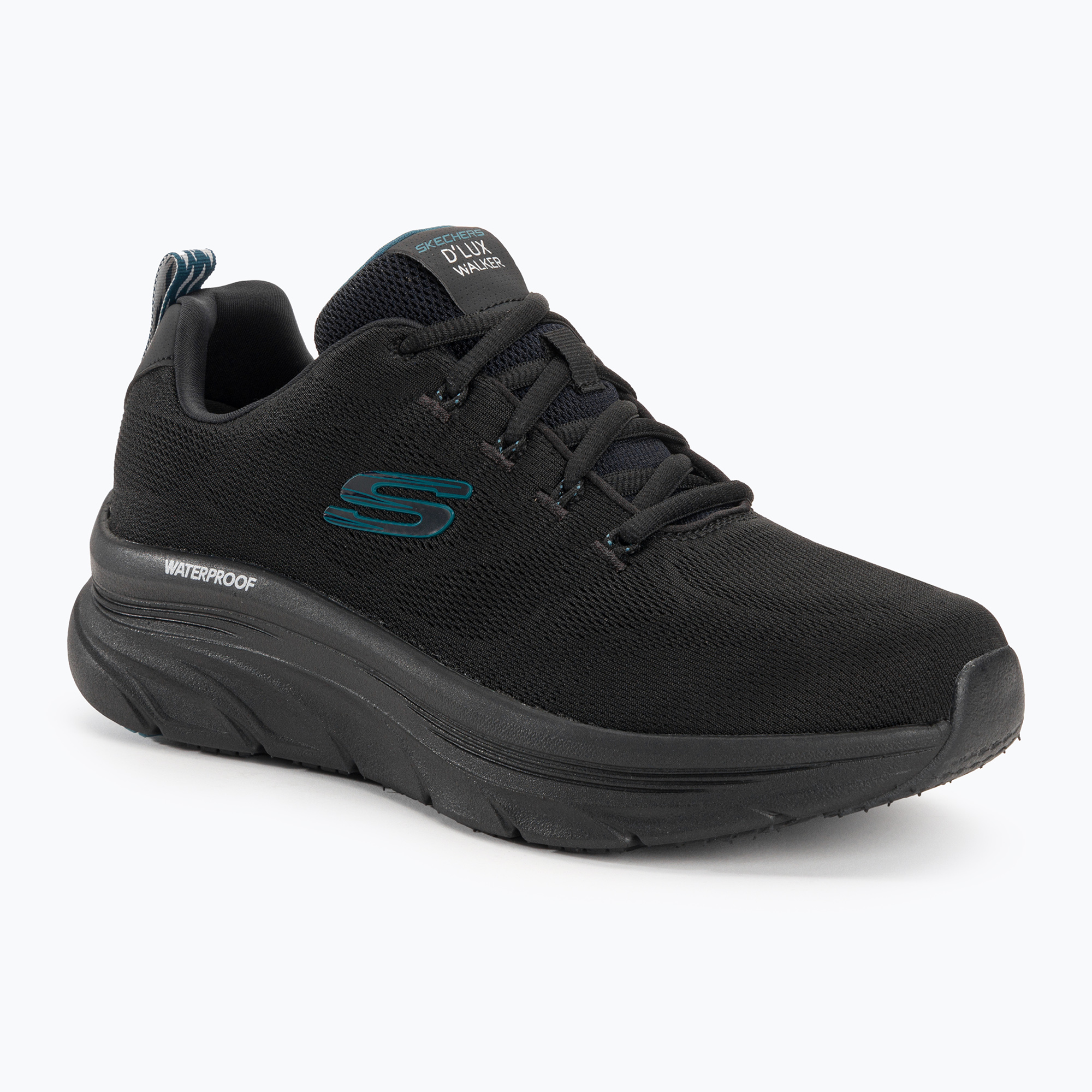 SKECHERS men's D'Lux Walker Get Oasis black/teal shoes (46 EU)