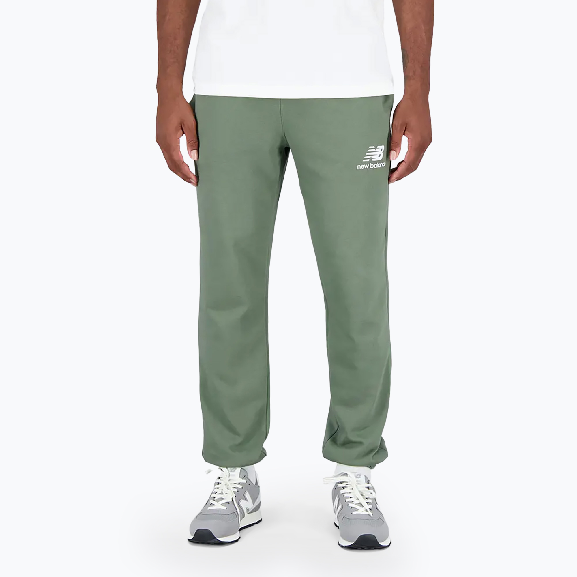 Men's New Balance Essentials Stacked Logo French green trousers (XL)