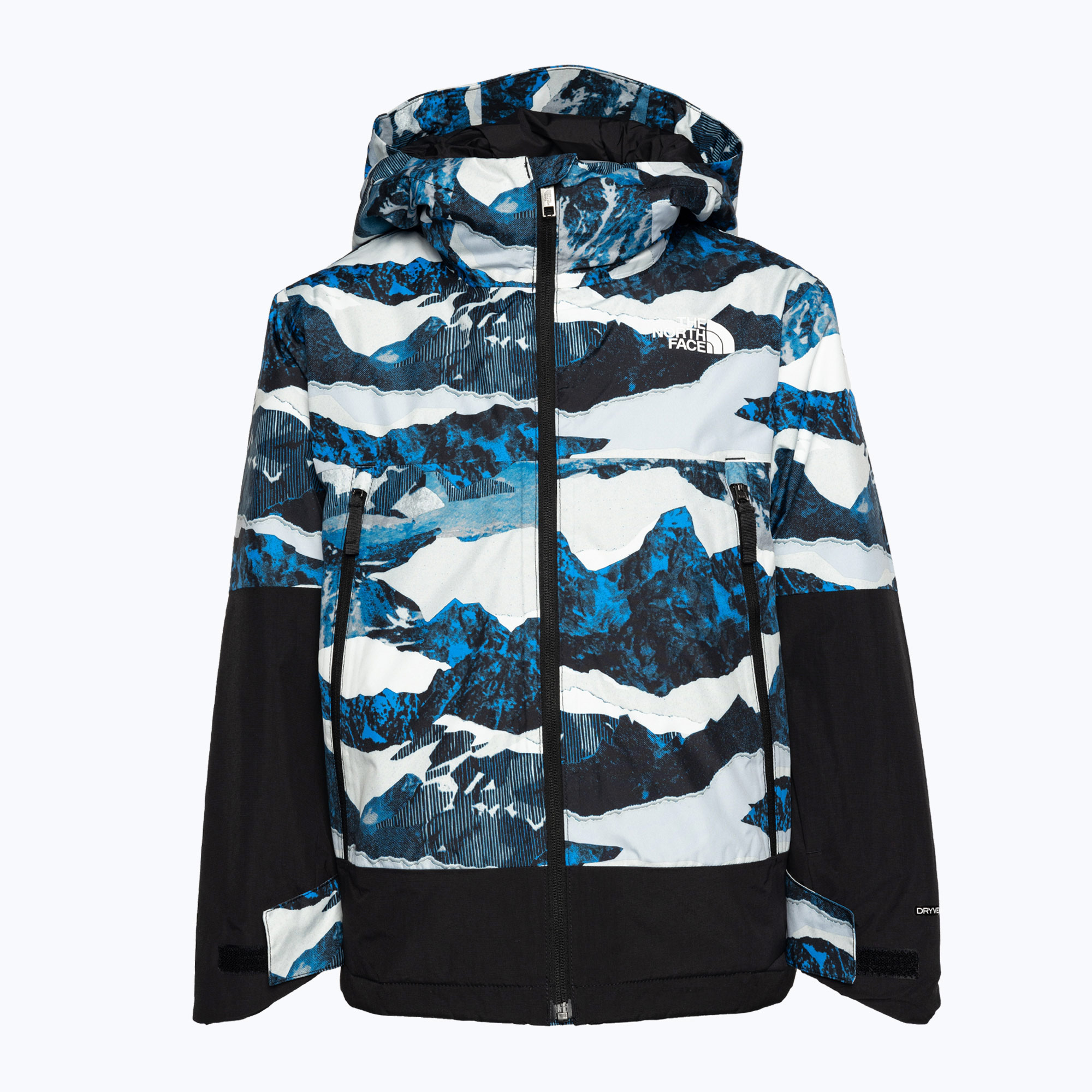 The North Face Freedom Insulated optic blue mountain traverse print children's ski jacket (S)