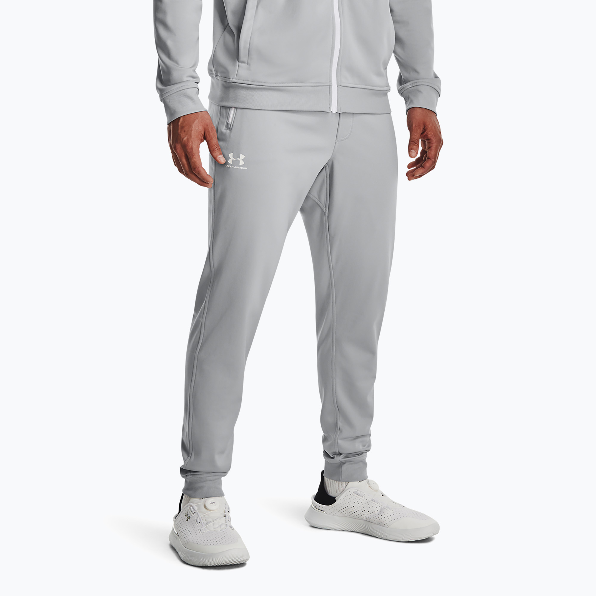 Men's Under Armour Sportstyle Tricot Jogger mod gray/white trousers (S)