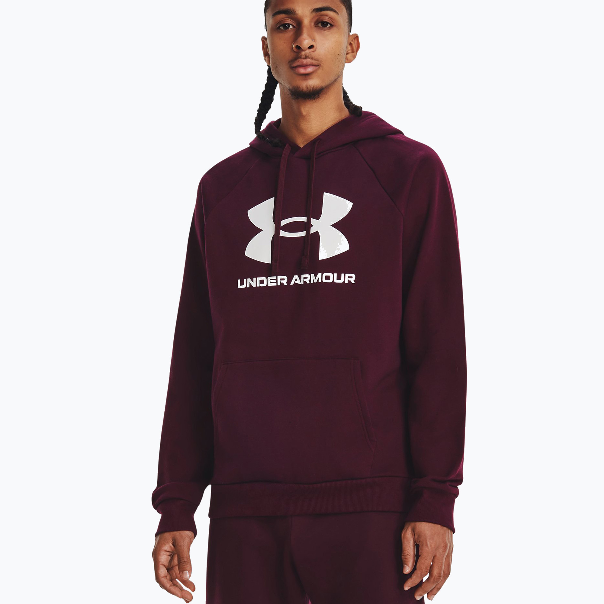 Men's Under Armour Rival Fleece Logo HD hoodie dark maroon/white (XS)