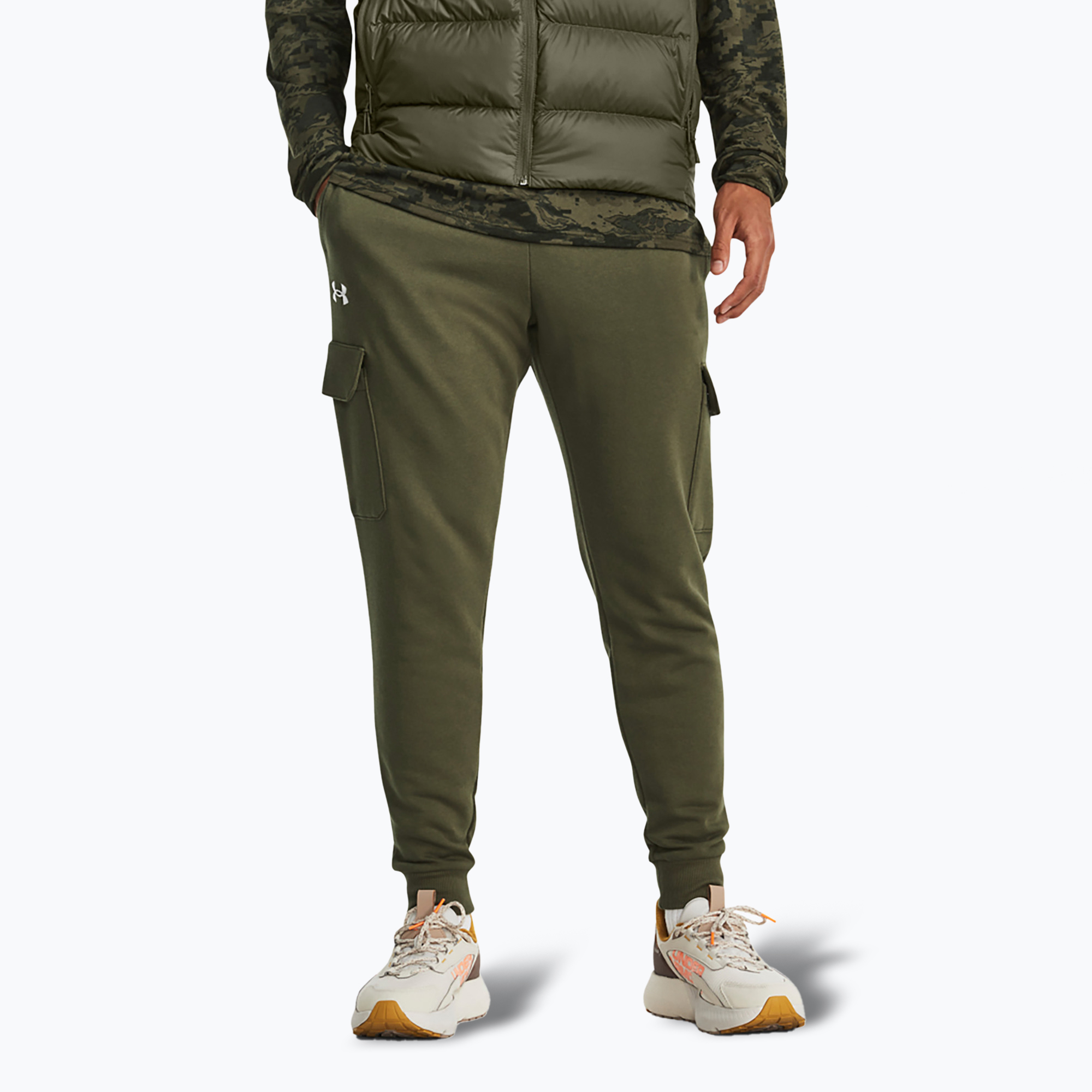 Men's trousers Under Armour Rival Fleece Cargo Jogger marine od green / white (XL)