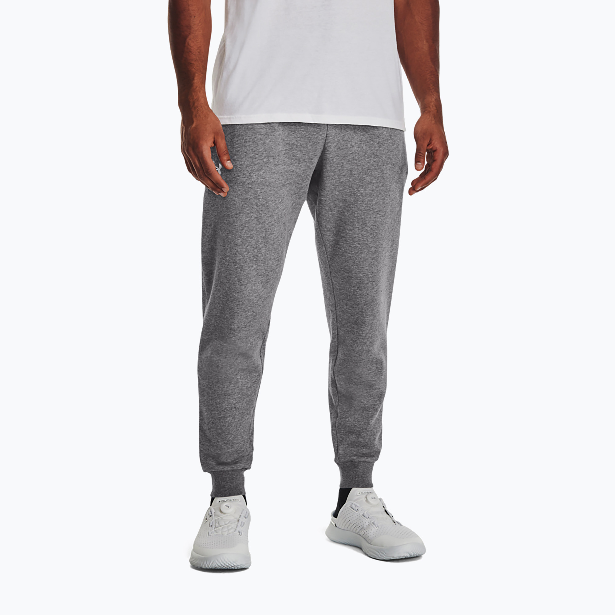 Under Armour men's Rival Fleece Joggers castlerock light heather/white training trousers (XXL)