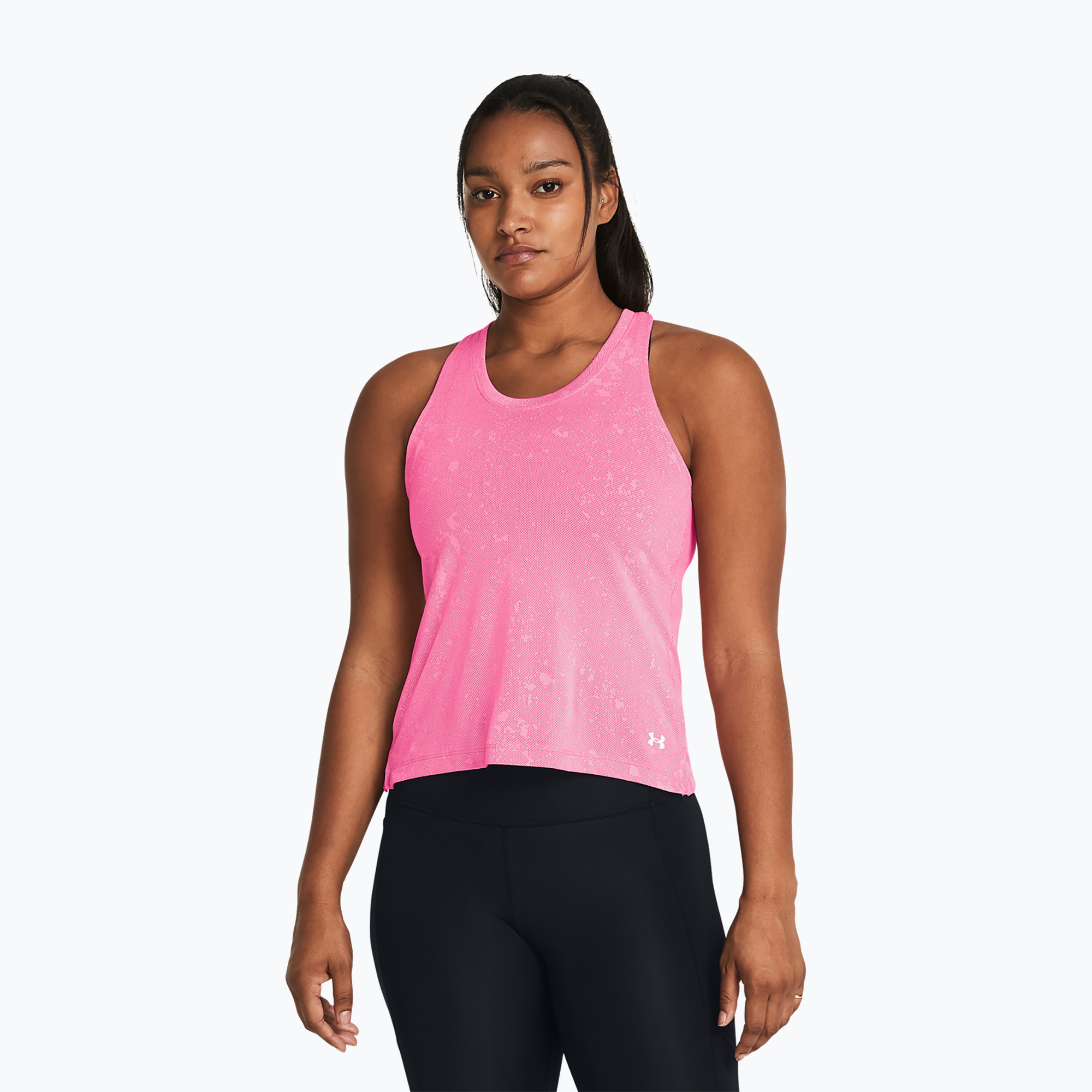 Women's Under Armour Streaker Splatter Singlet fluo pink/reflective running tank top (XL)