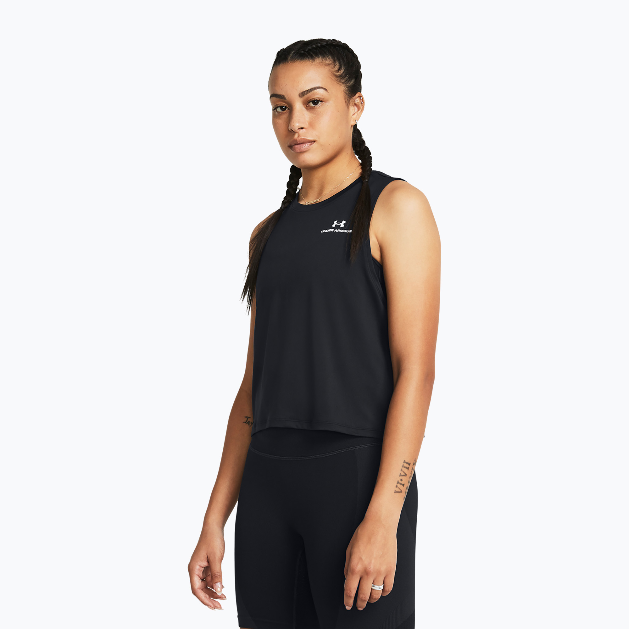Under Armour Rush Energy Crop Tank black/white women's training top (M)