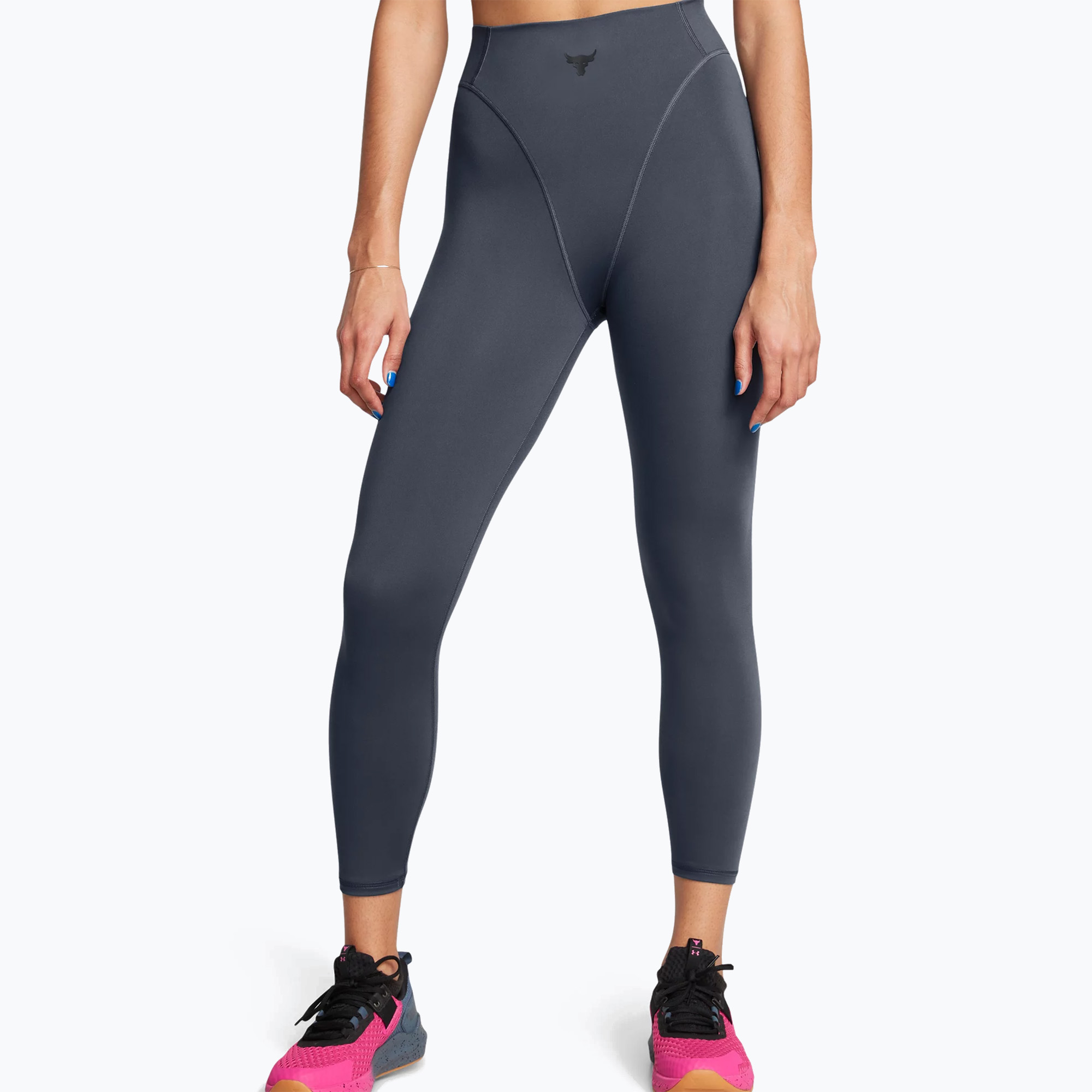 Under Armour Project Rock LG Grind Ankle Leg downpour gray/black women's training leggings (M)
