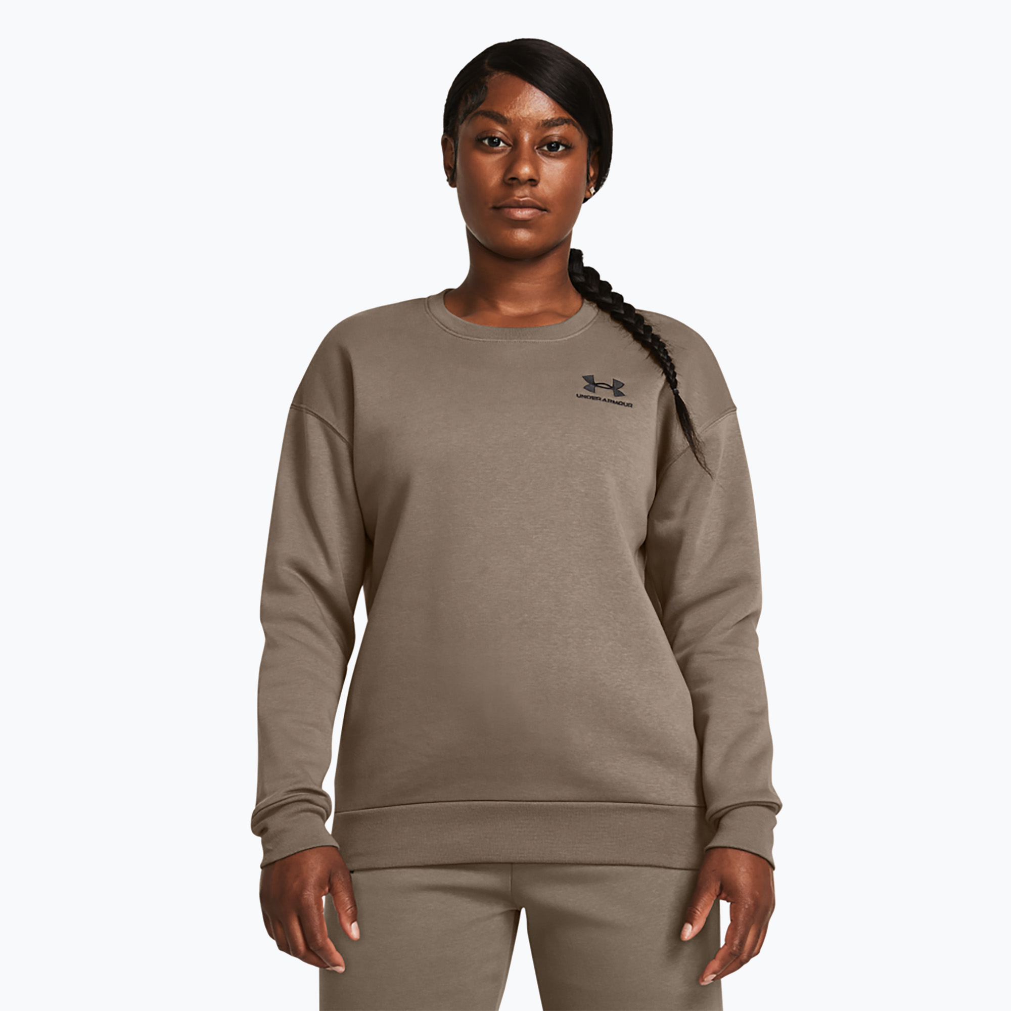 Under Armour Essential Fleece Crew taupe dusk/black women's sweatshirt (L)