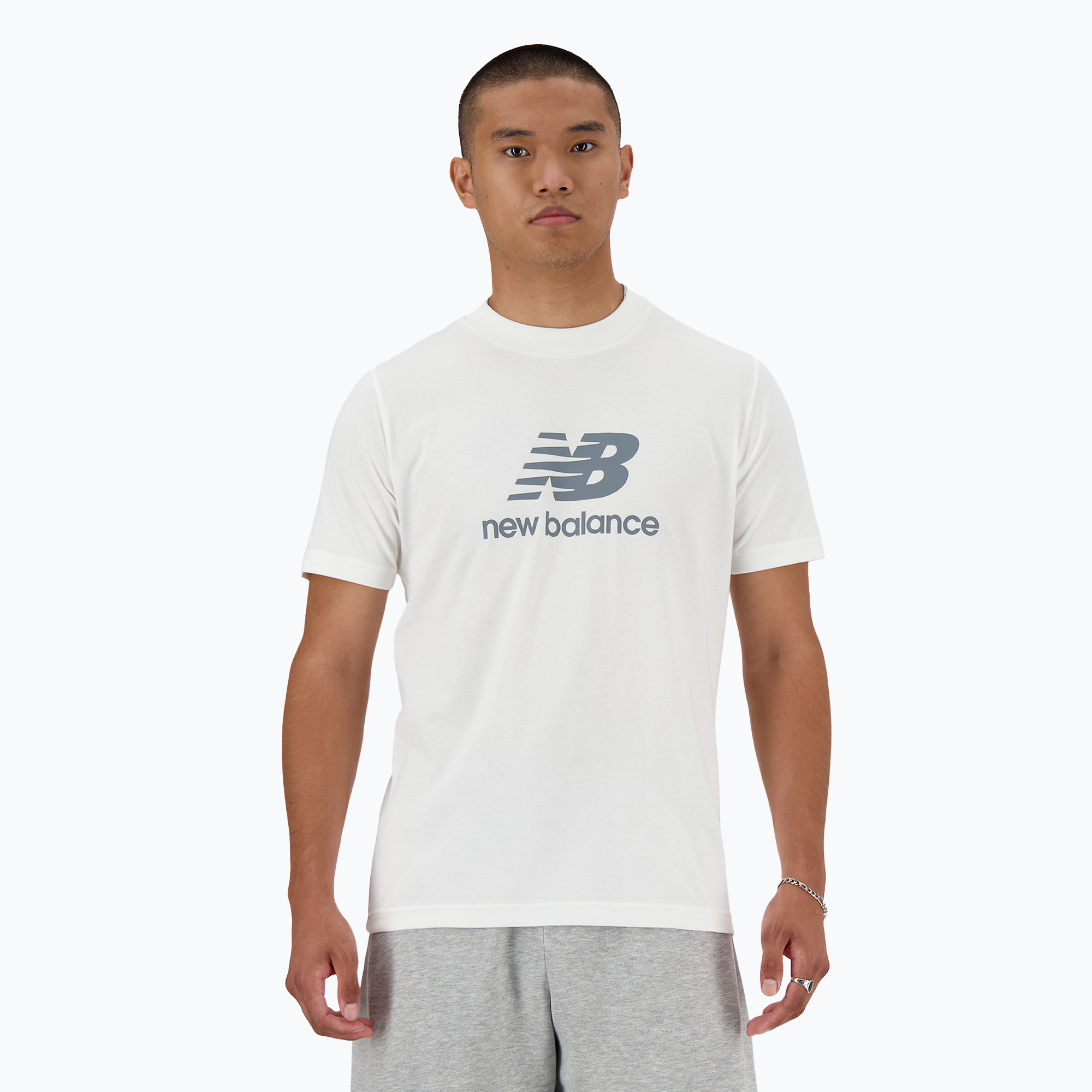 Men's New Balance Stacked Logo T-shirt white (XL)