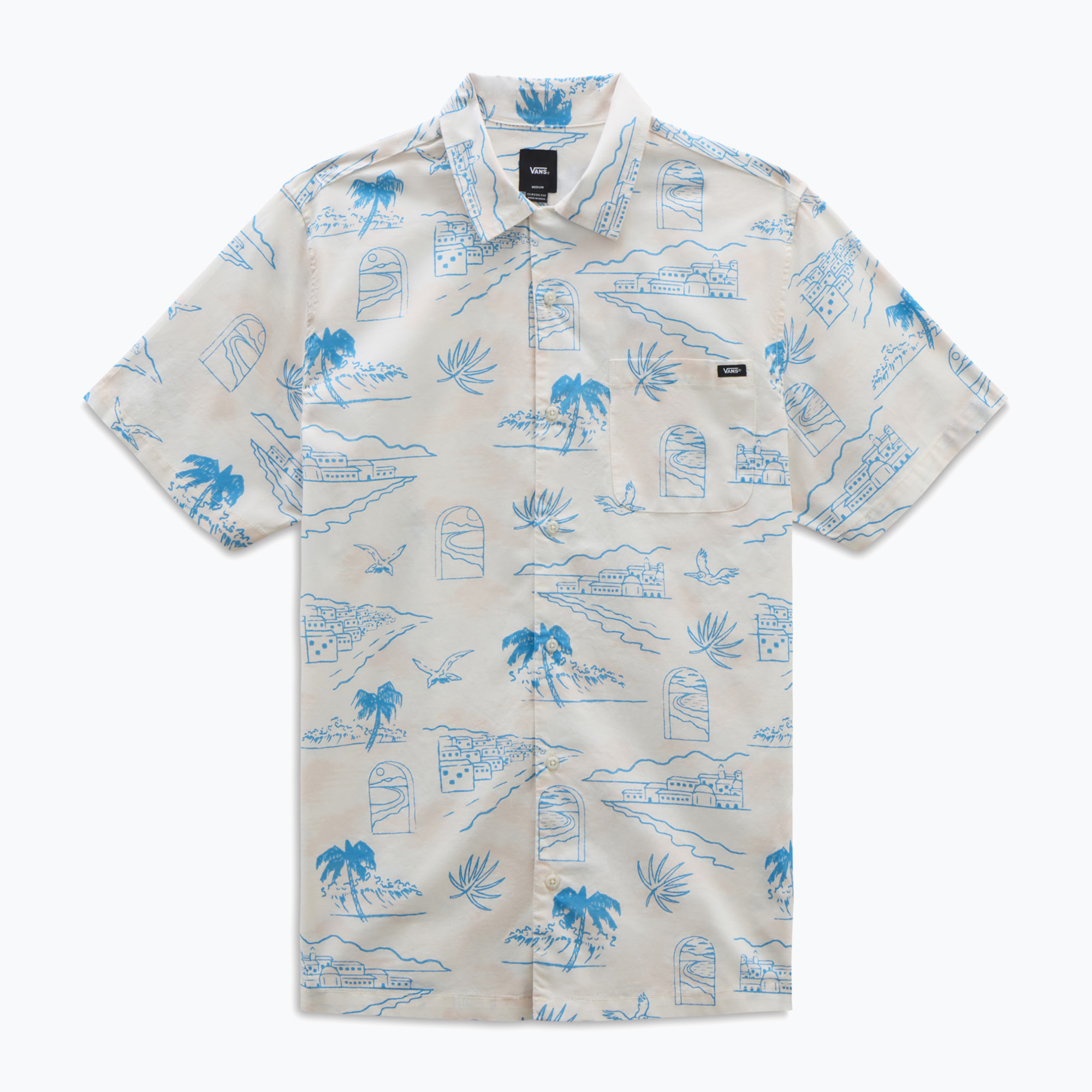 Men's Vans Davista Ss Woven shirt marshmallow (S)