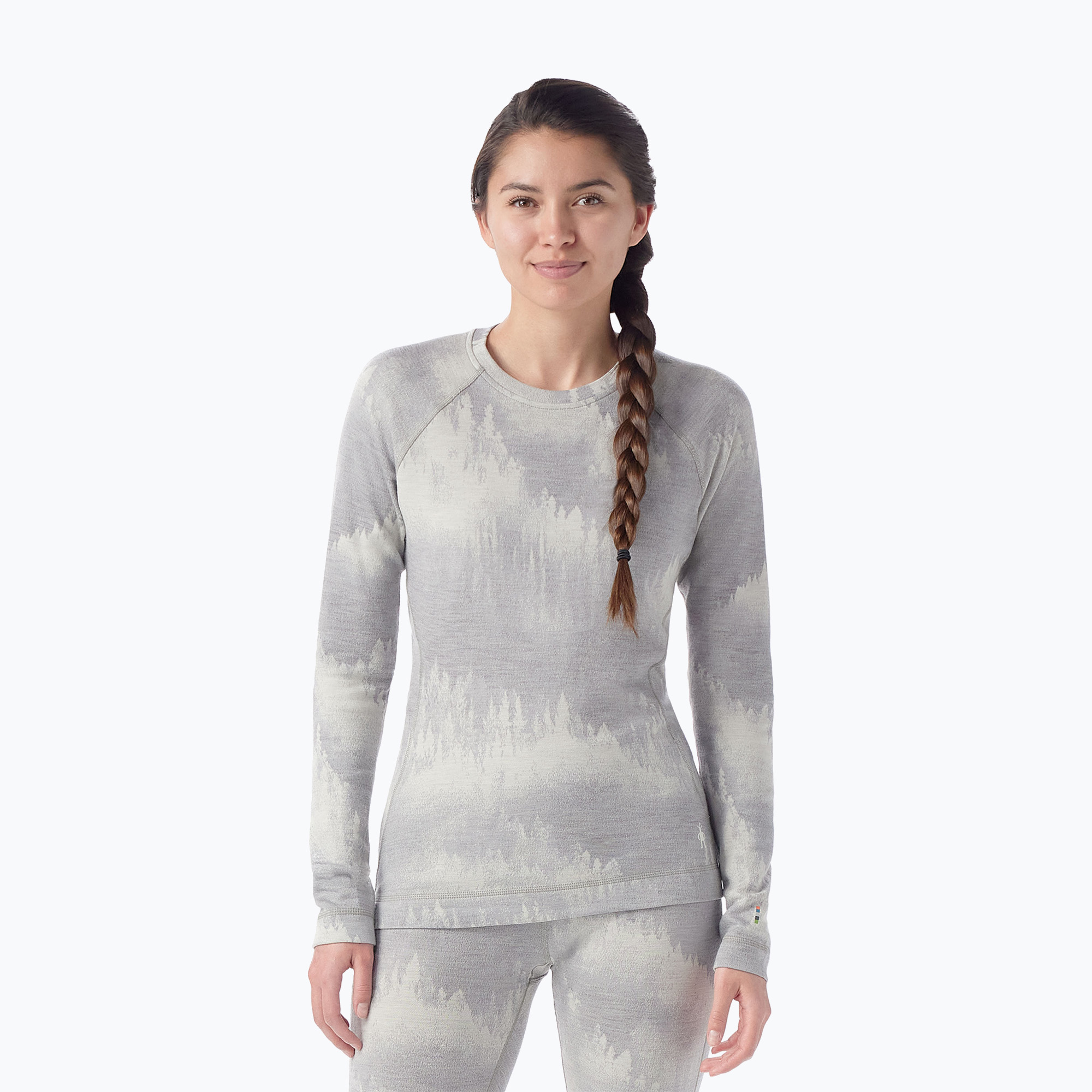 Women's Smartwool Merino 250 Baselayer Crew Boxed thermal longsleeve light gray foggy pines (M)