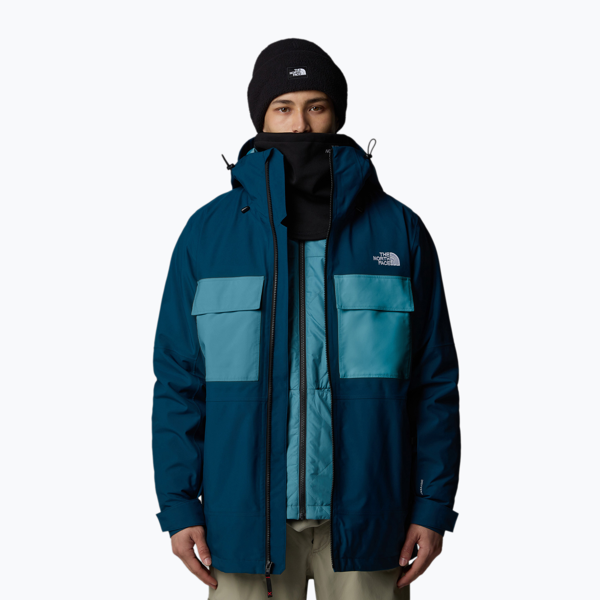 Men's snowboard jacket The North Face Fourbarrel Triclimate midnight petrol/algae blue