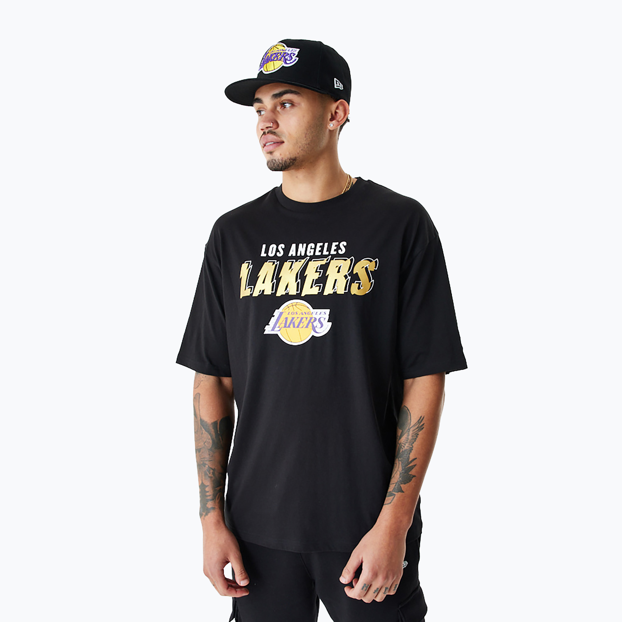 Men's New Era Team Script OS Tee Los Angeles Lakers black (S)