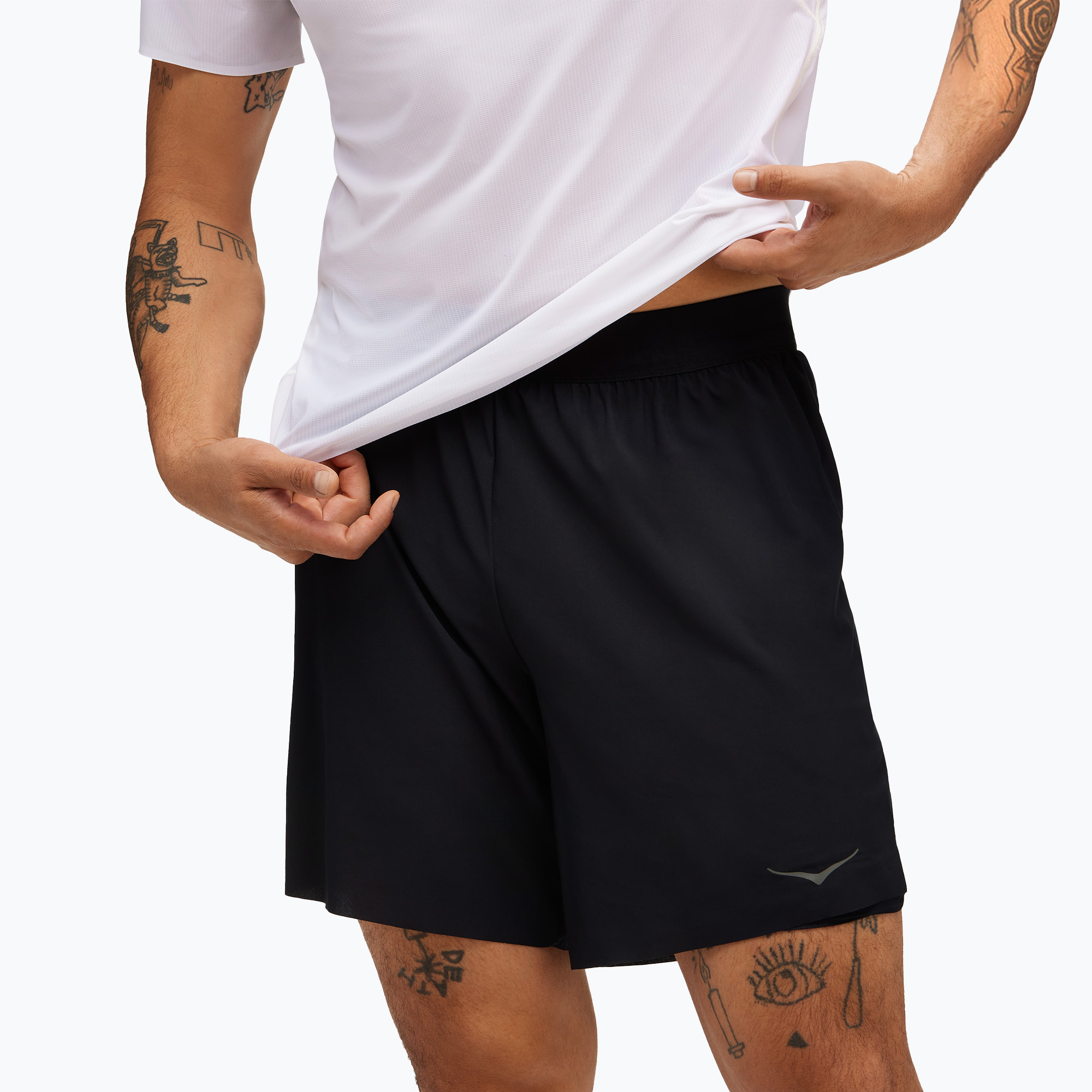 Men's HOKA Glide 7'' 2in1 running shorts black (XL)