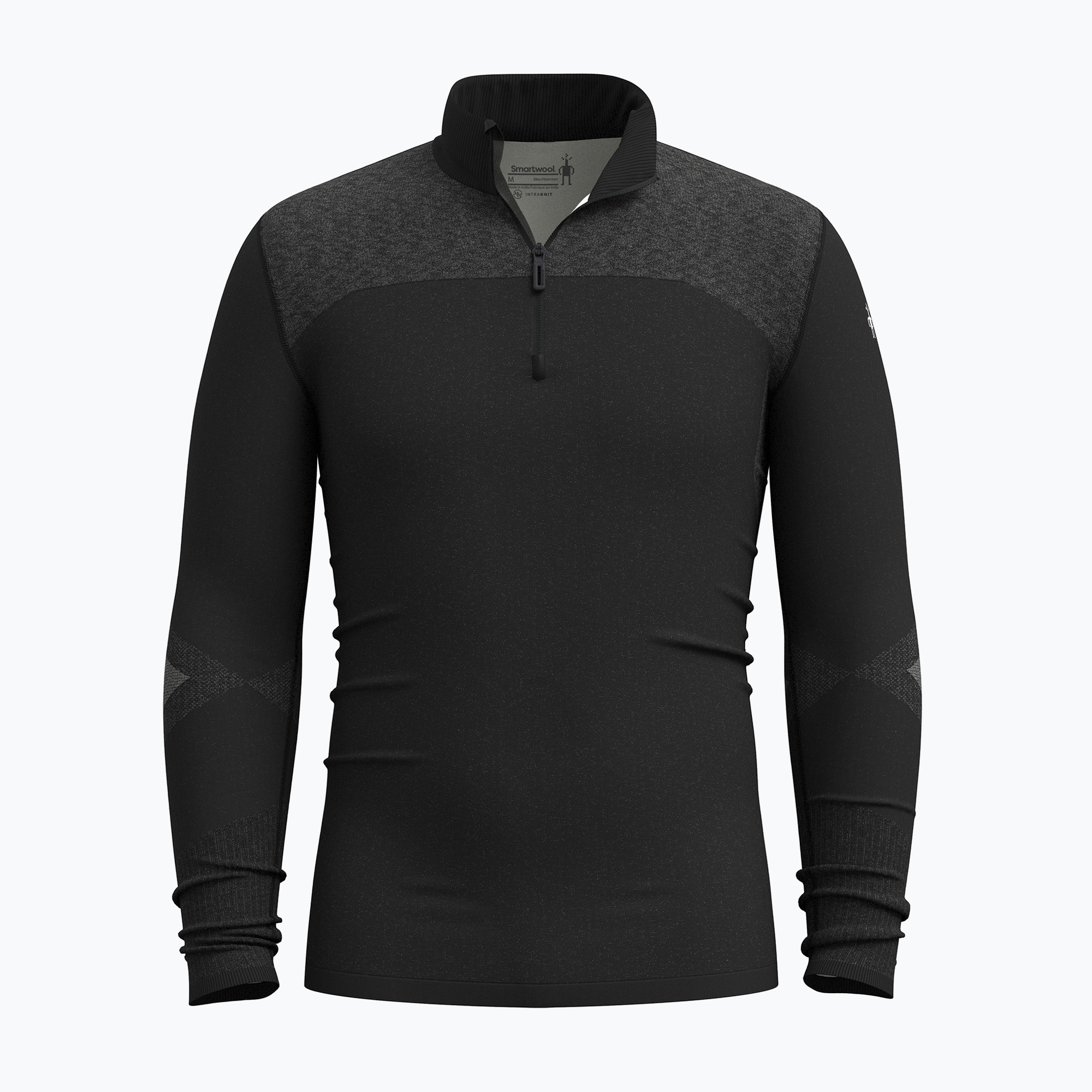 Men's Smartwool Intraknit Thermal Merino Base Layer 1/4 Zip black/white thermal sweatshirt (S)