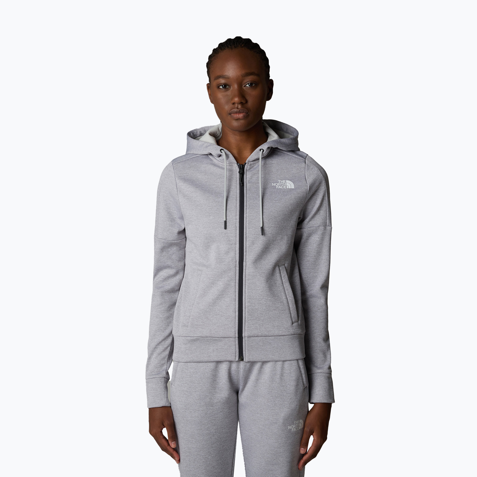 Women's sweatshirt The North Face Reaxion Fleece Full Zip Hoodie tnf light grey heather (S)