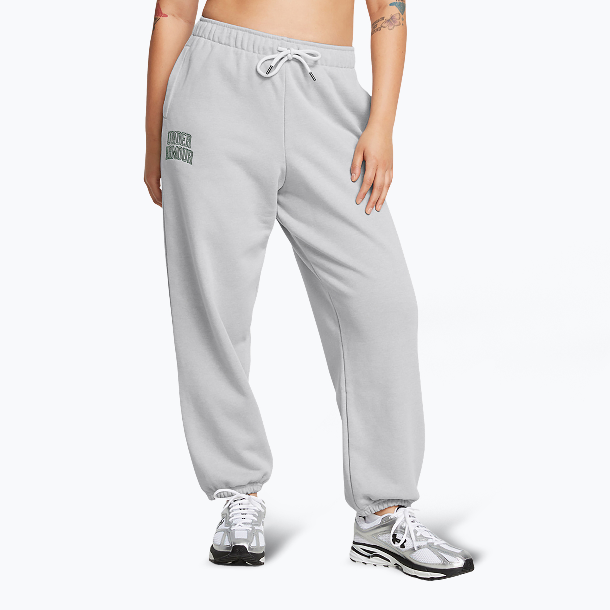 Under Armour women's trousers Icon Heavyweight Terry Oversized mod gray light heather/forest green