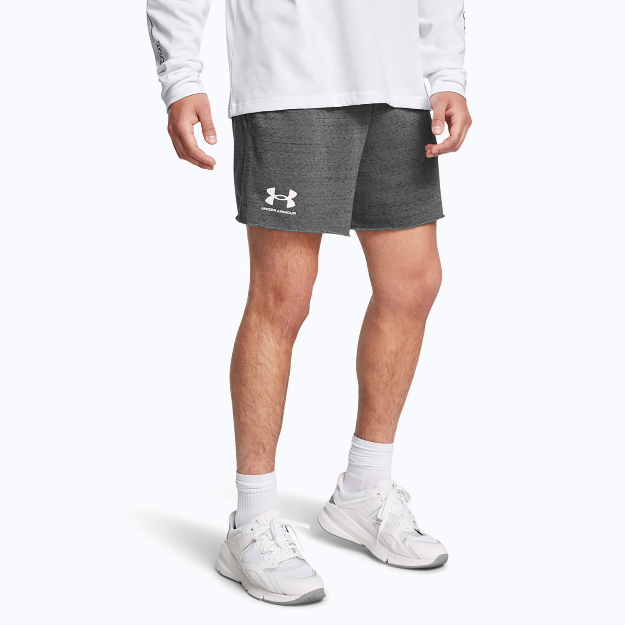 Men's shorts Under Armour Rival Terry 6in castlerock/onyx white (XL)