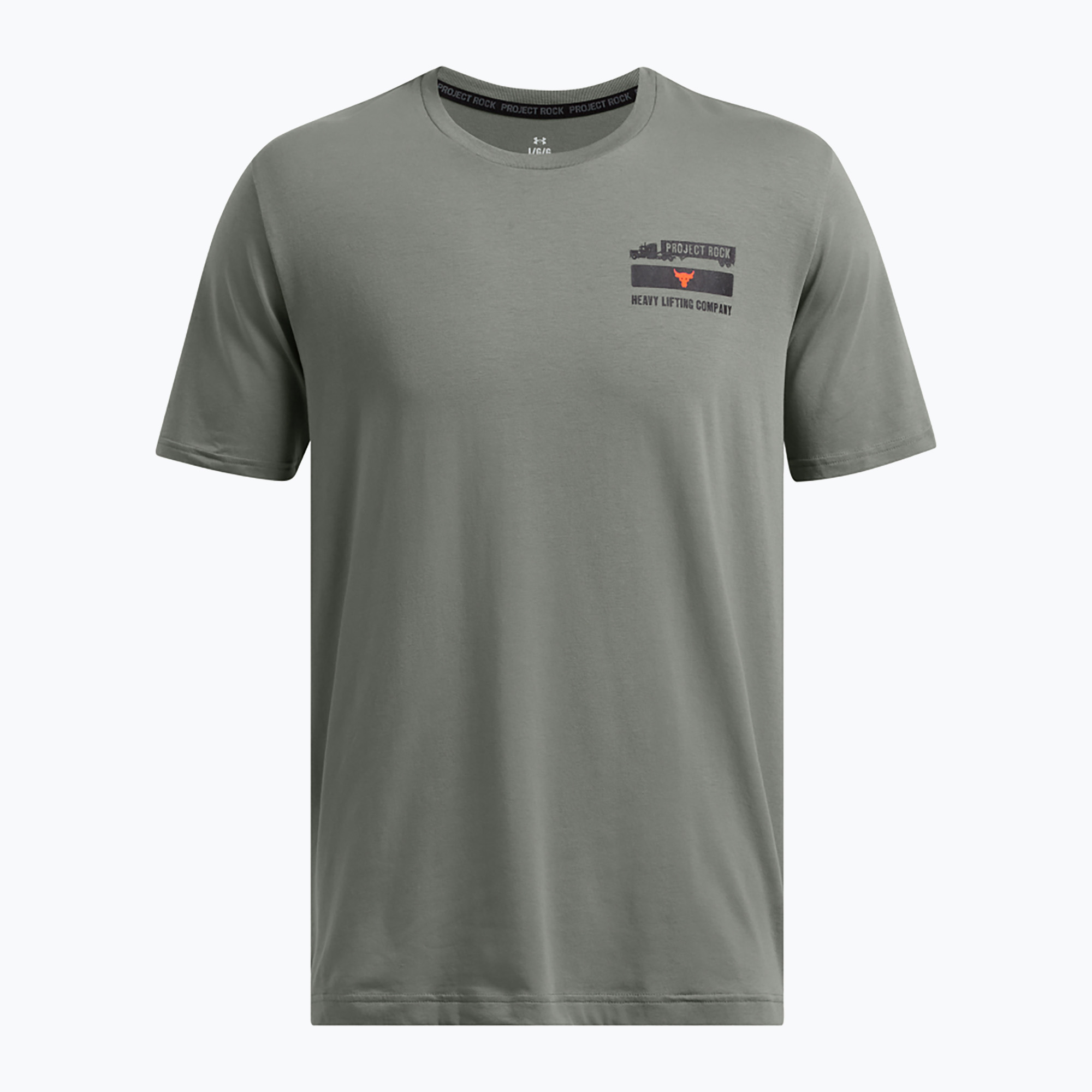 Under Armour Project Rock 60/40S men's training shirt clay green/team orange/black (M)